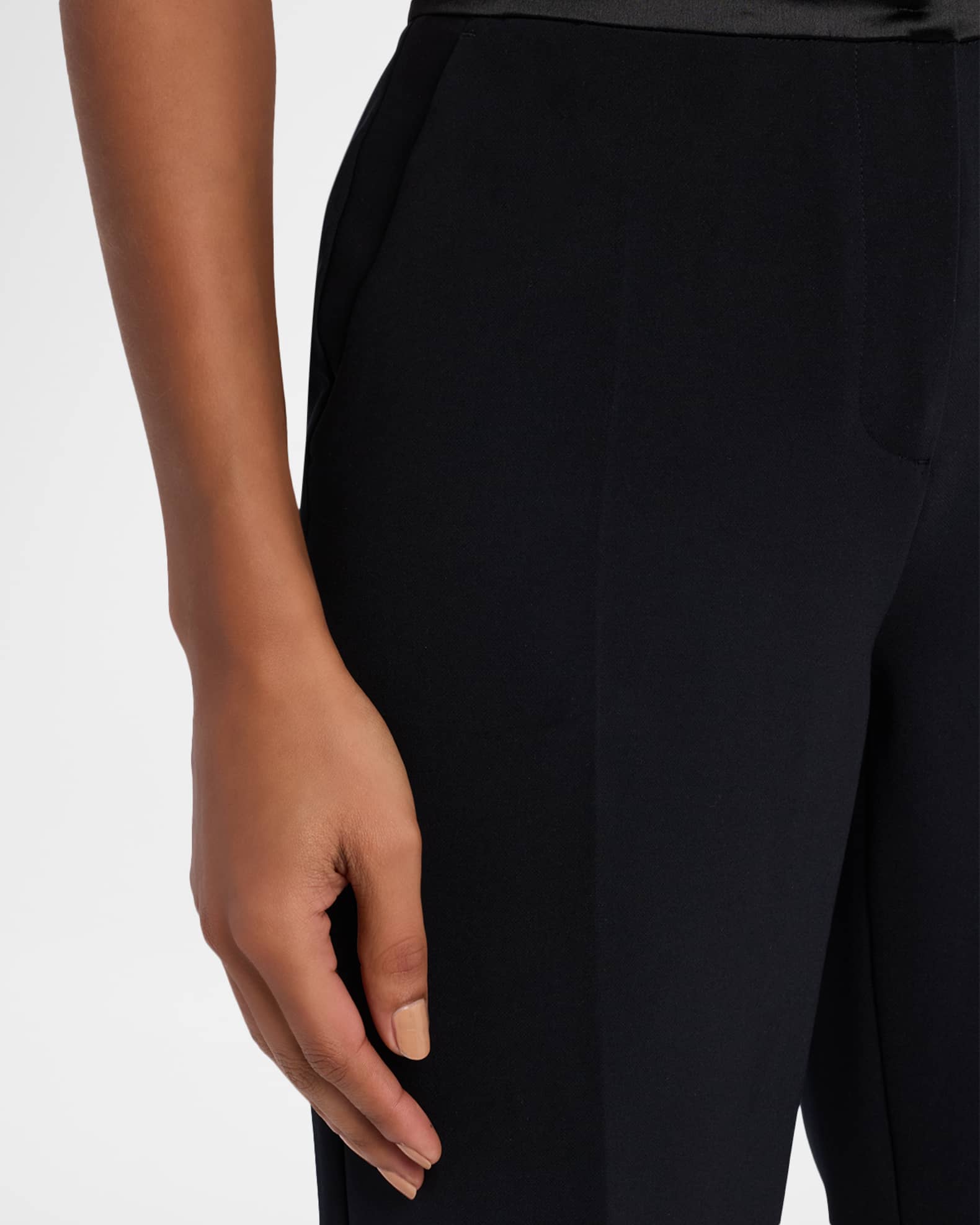 Emporio Armani Satin-Waist Straight-Leg Trousers | Neiman Marcus