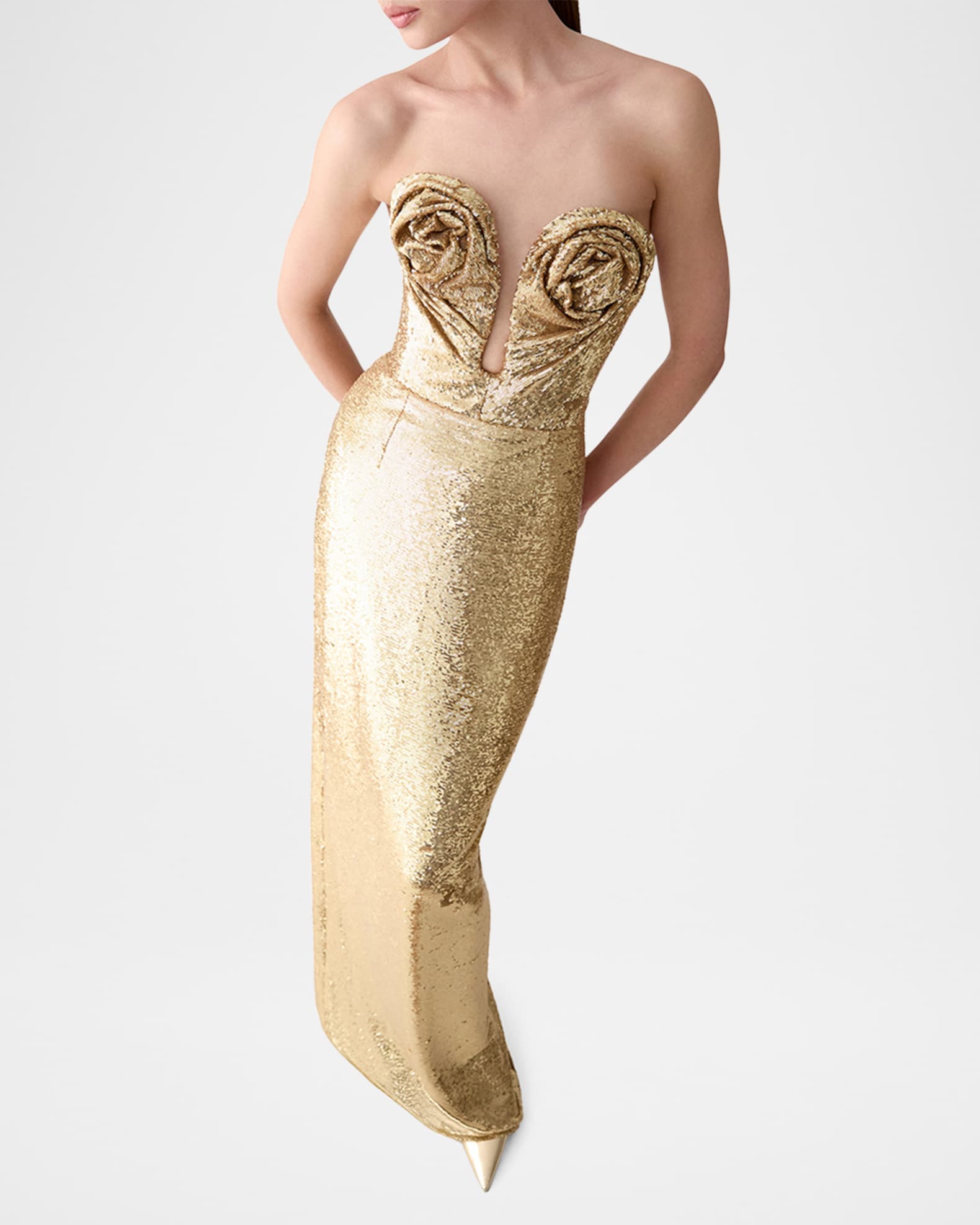 gold midi dress self-portrait - Gold Knit Taffeta Midi Dress