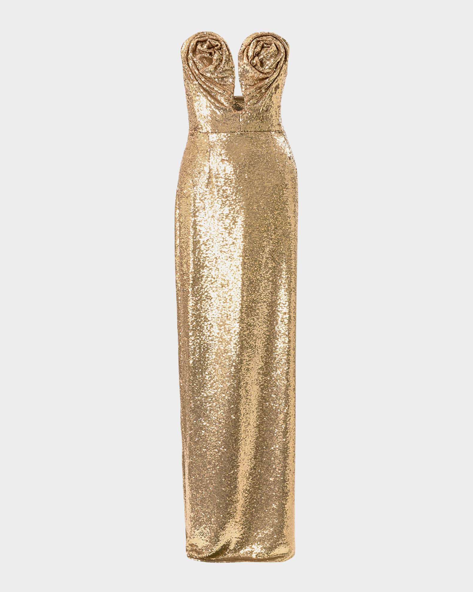 slim fit dress slacks Lois Strapless Sequin Feather Trimmed Maxi Dress In Gold – Mew Mews