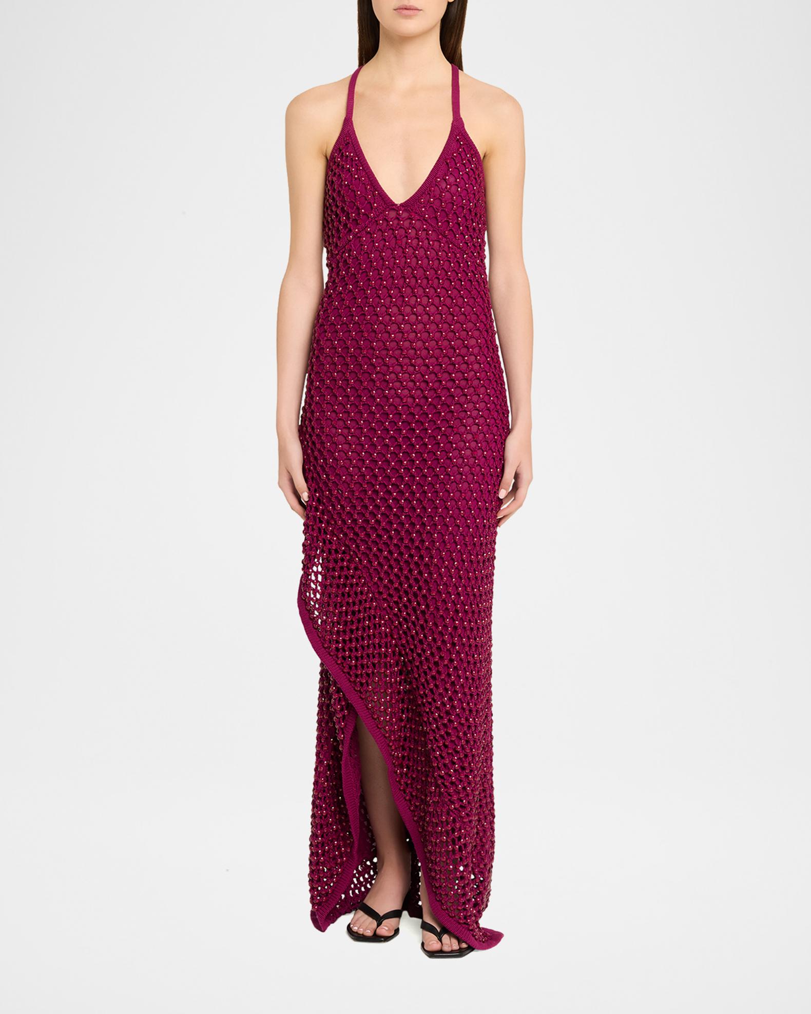 azevedo knotted halter maxi dress Diotima Riki Crystal Crochet Knit styleattribute-maternity