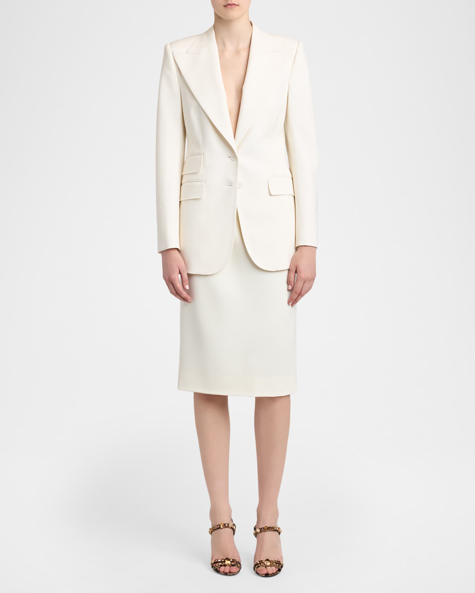 Dolce&Gabbana Wool-Stretch Cady Pencil Skirt | Neiman Marcus