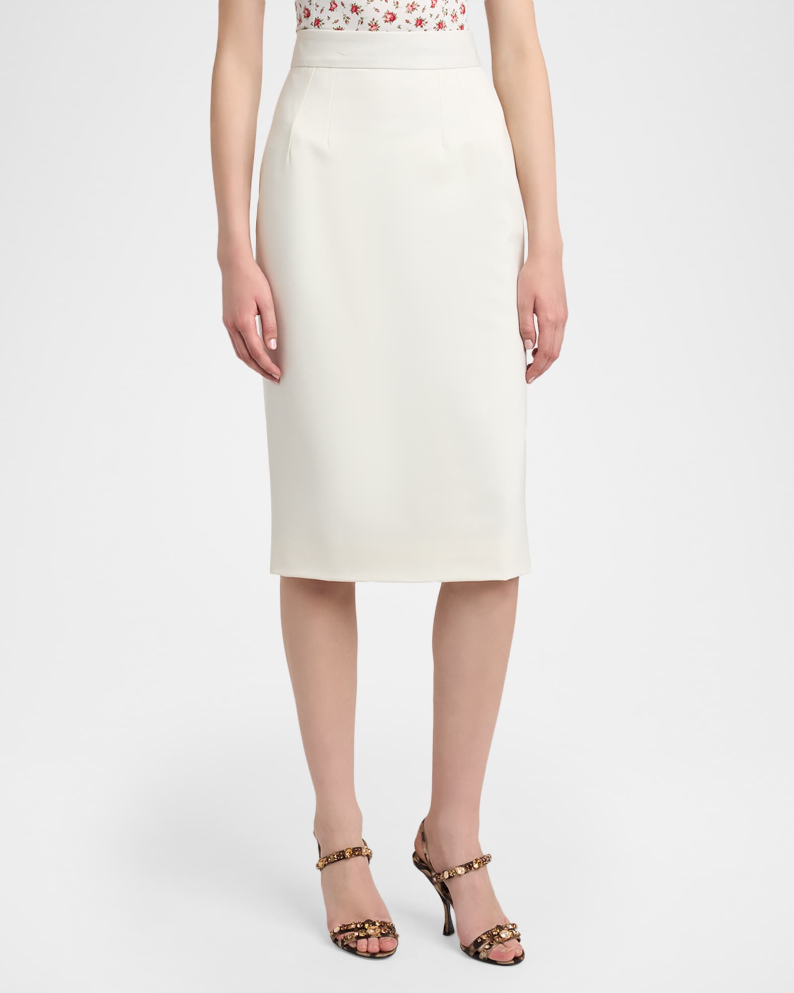 Dolce&Gabbana Wool-Stretch Cady Pencil Skirt | Neiman Marcus
