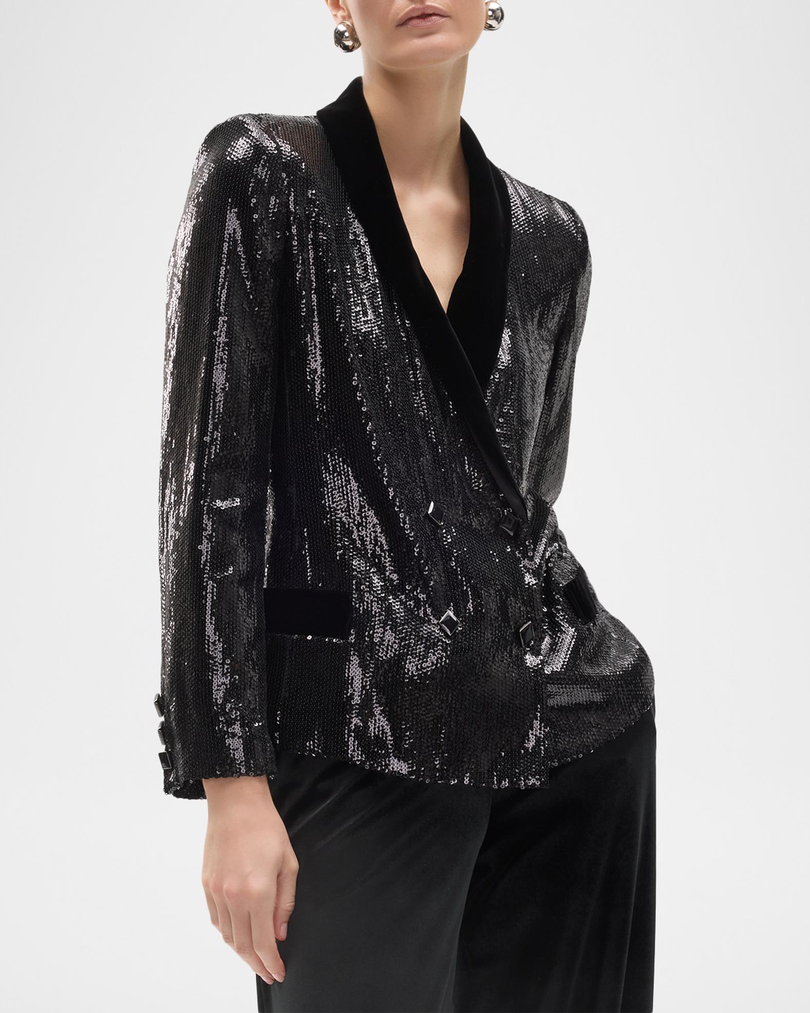 Emporio Armani Sequined Double-Breasted Blazer | Neiman Marcus