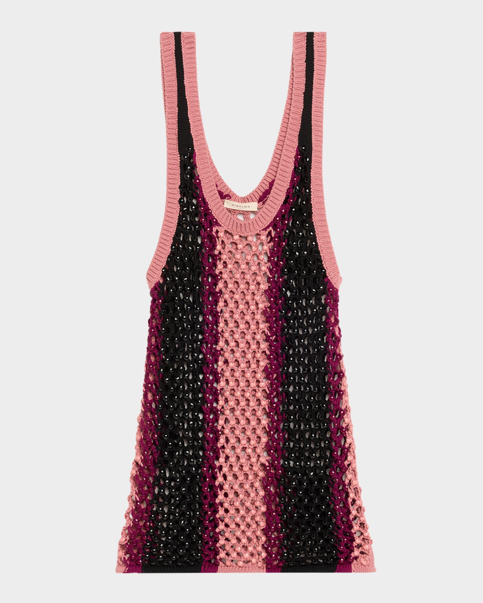 Diotima Dennis Striped Crystal Crochet Tank Top | Neiman Marcus