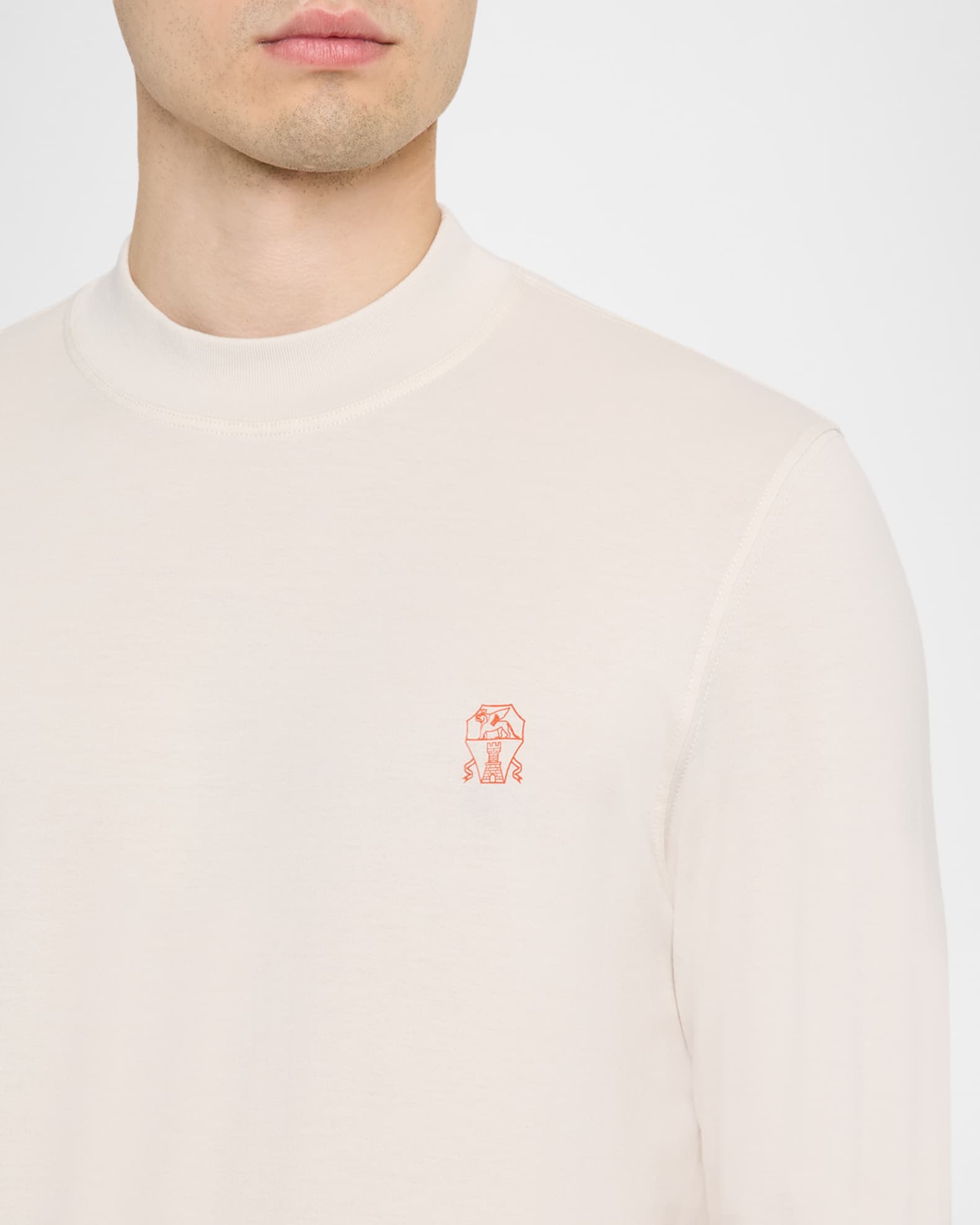 Brunello Cucinelli Men's Mock-Neck Long-Sleeve T-Shirt | Neiman Marcus
