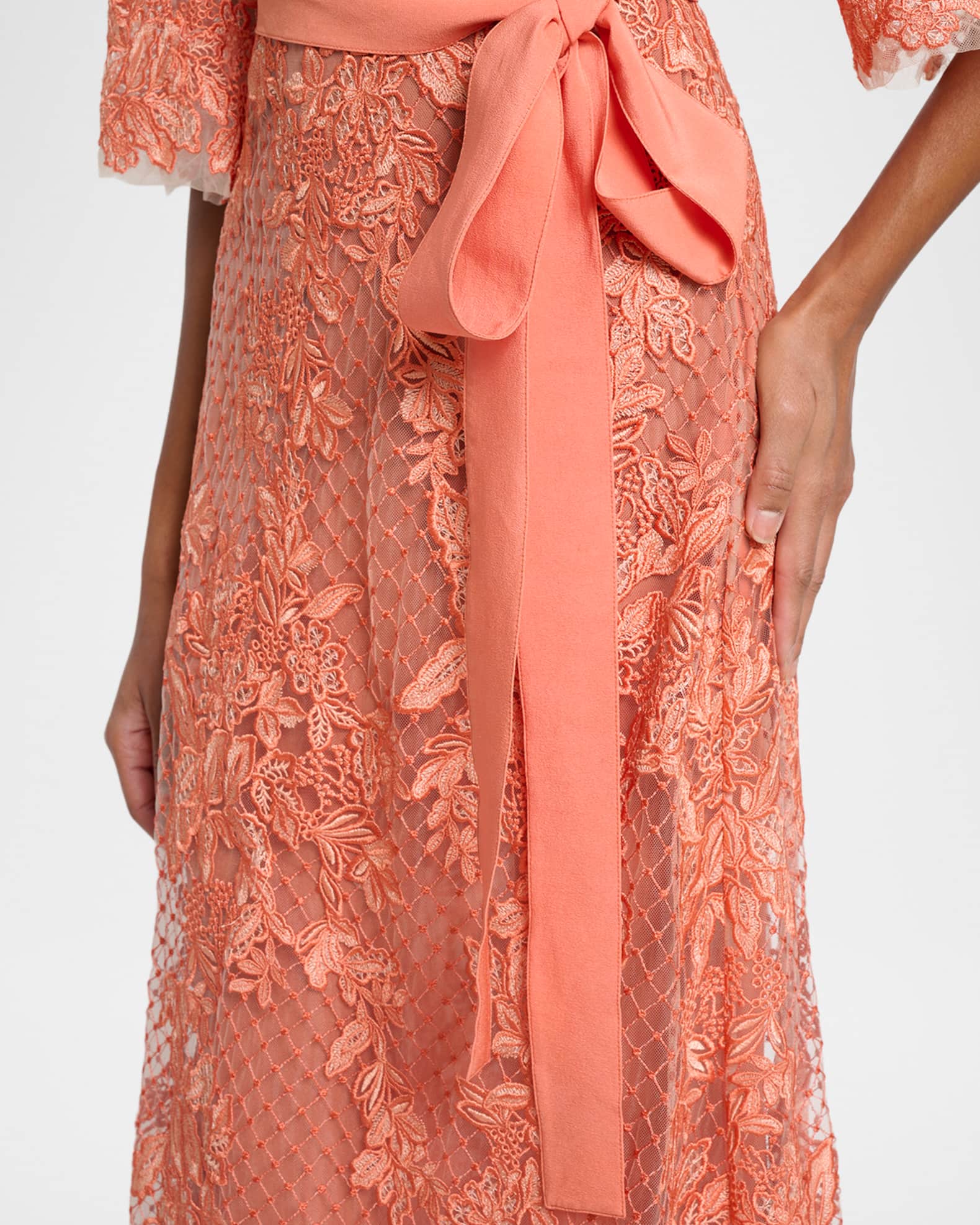 Elie Saab Lace Embroidered Tulle Maxi Dress | Neiman Marcus