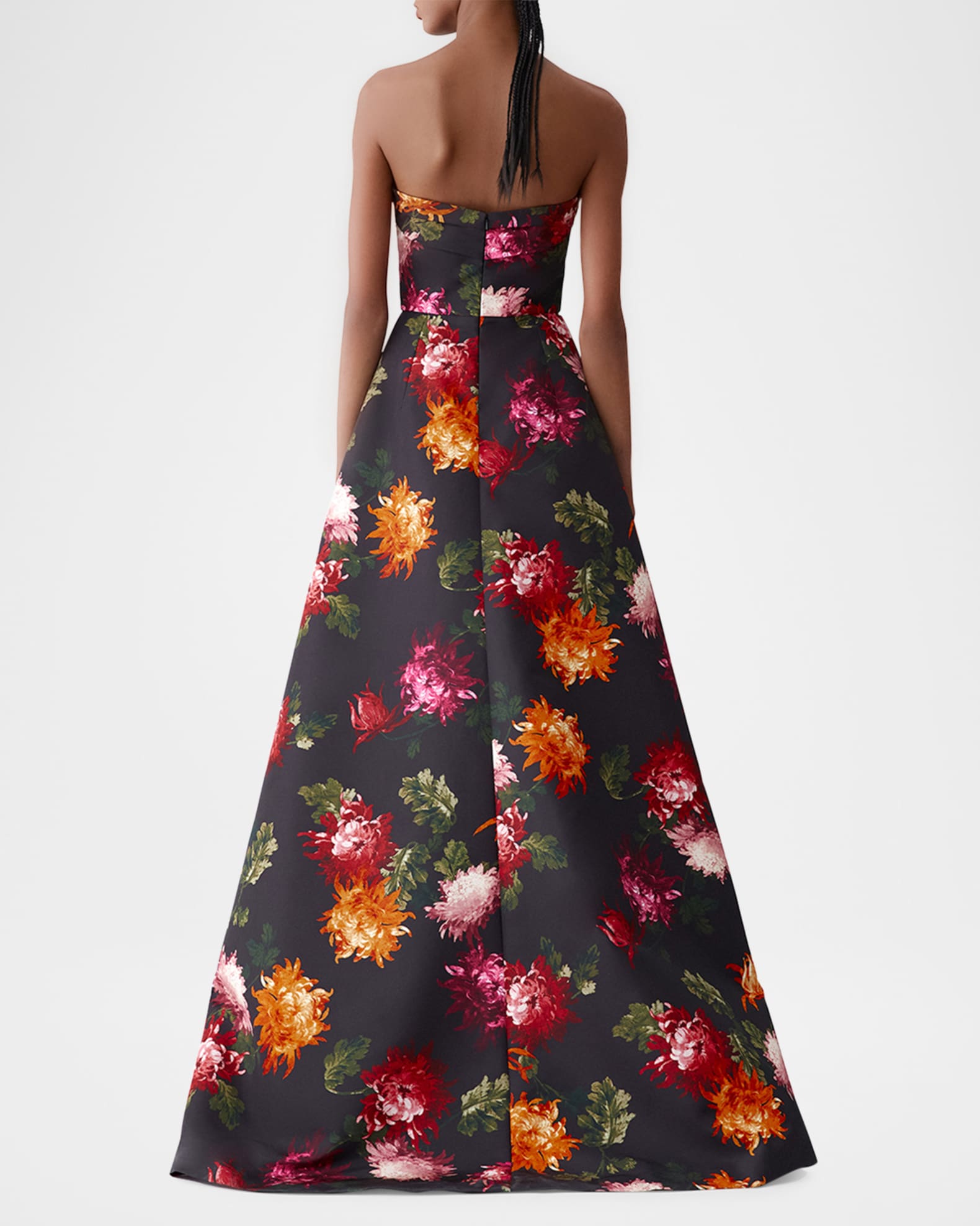 Carolina Herrera Strapless A Line Gown - Black Multi - 8
