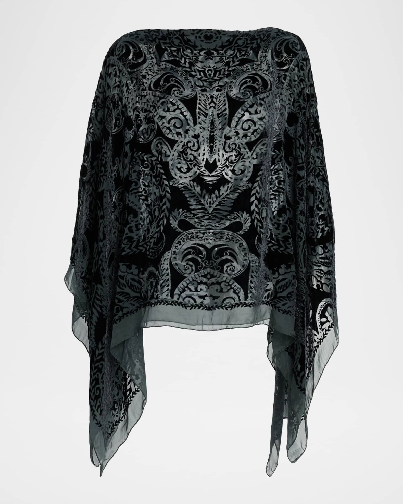 ME　エトロETRO シースルートップス　チュニック　シルク　フリーサイズ Etro Burnout Velvet Silk Poncho Top | Neiman Marcus