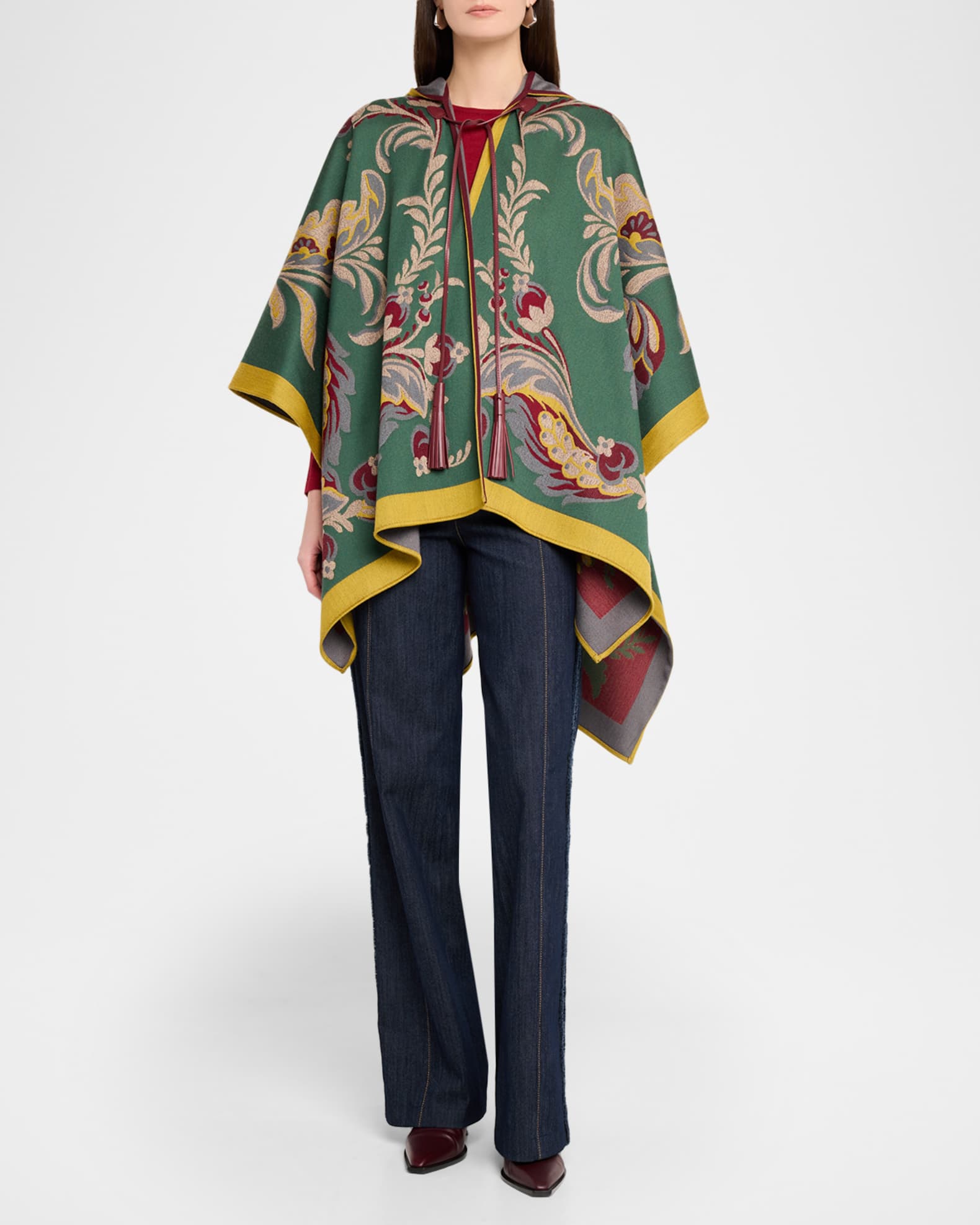 Etro Hooded Paisley Wool-Blend Cape | Neiman Marcus