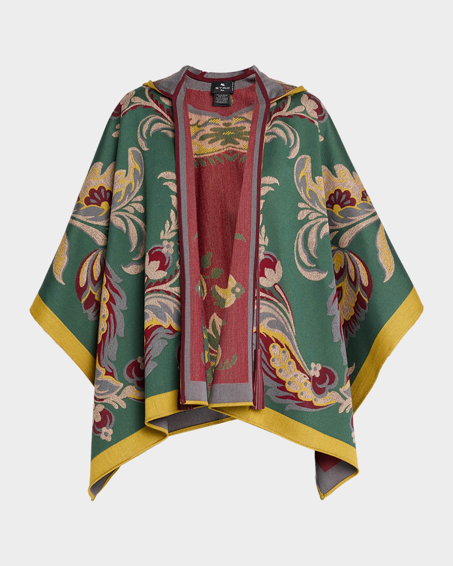 Etro Hooded Paisley Wool-Blend Cape | Neiman Marcus