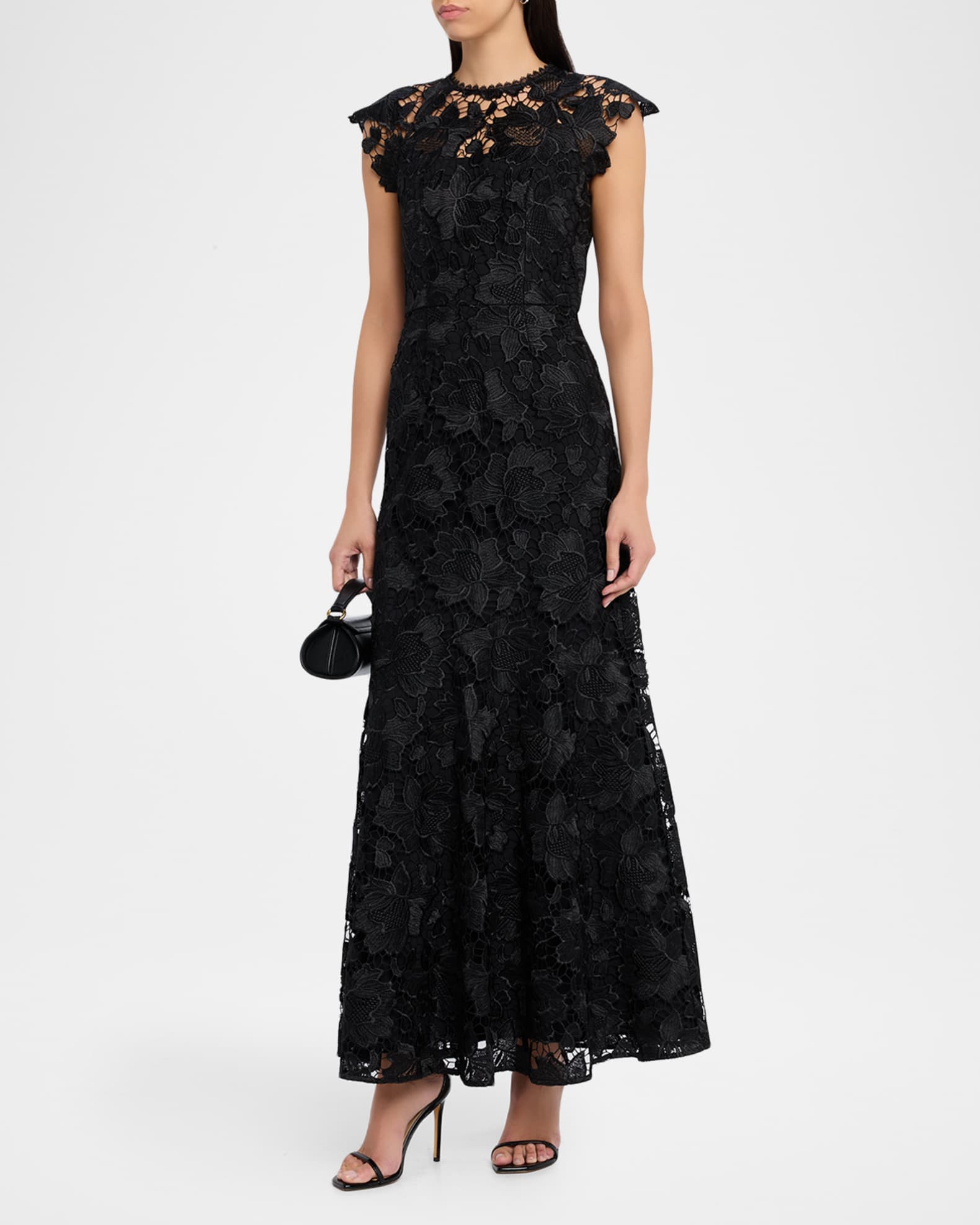 long sleeve velour dress Valentina Long Velvet Mesh Illusion Sleeve Dress Black / 8