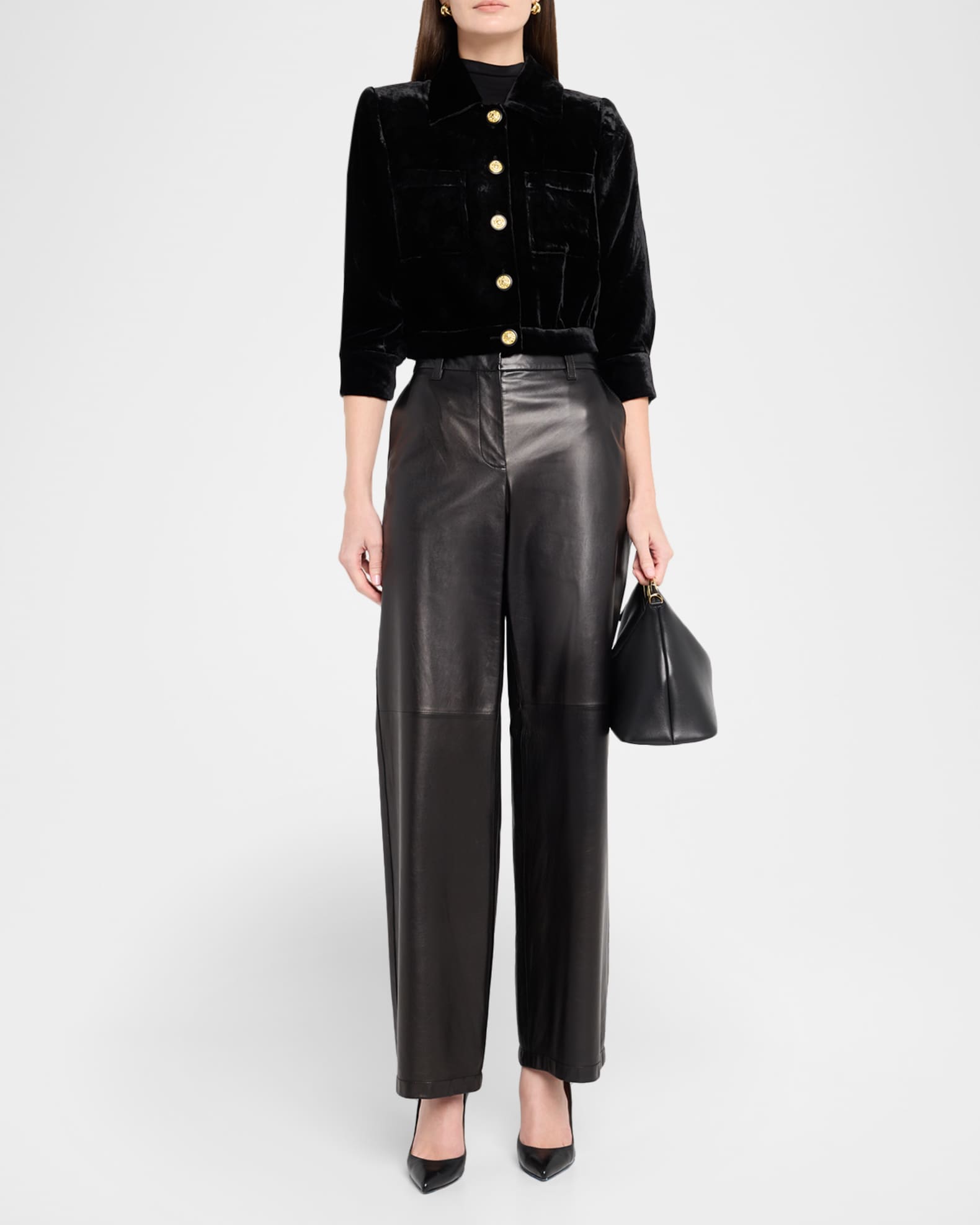L'Agence Jia Cropped Velvet Jacket | Neiman Marcus