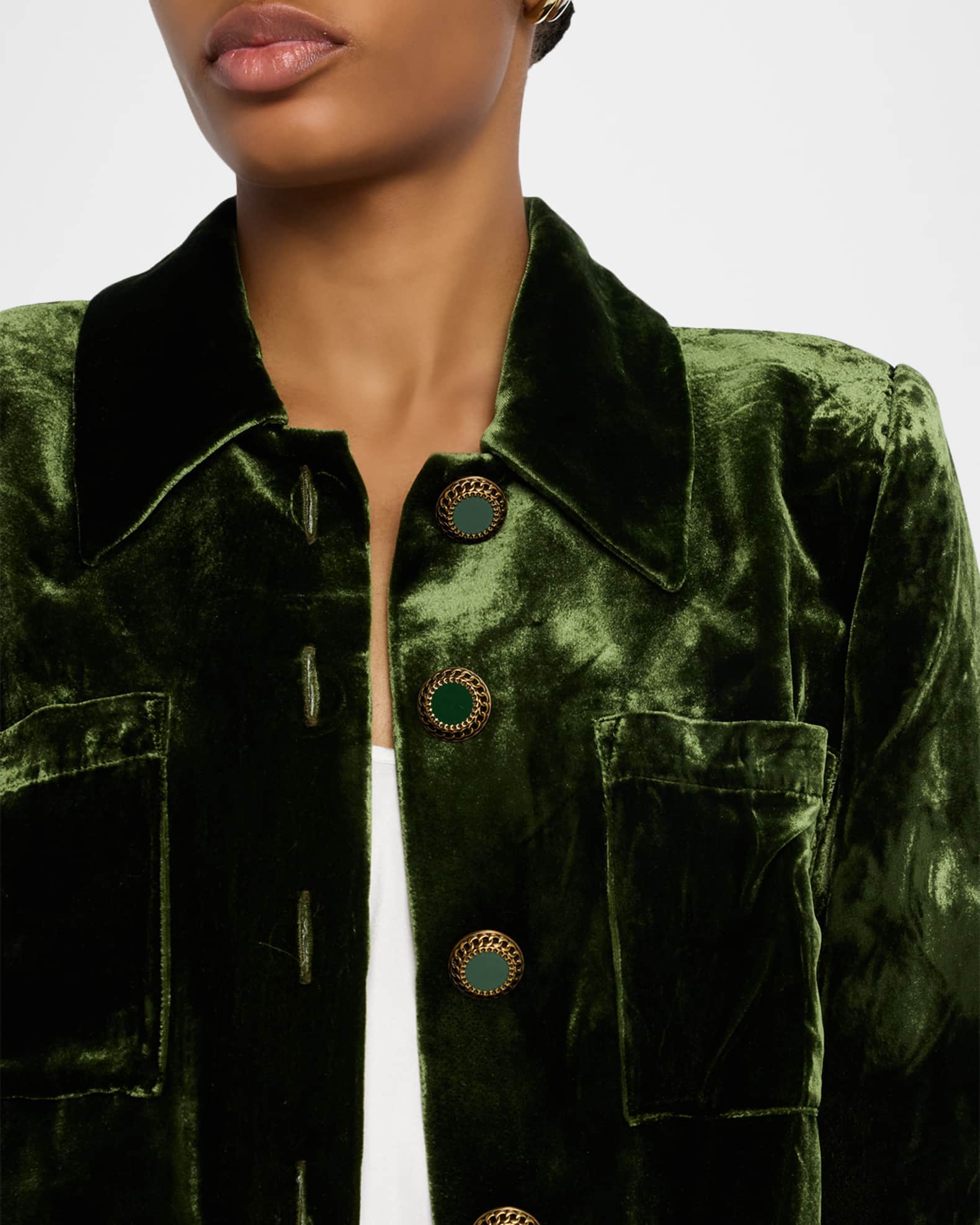 L'Agence Jia Cropped Velvet Jacket | Neiman Marcus