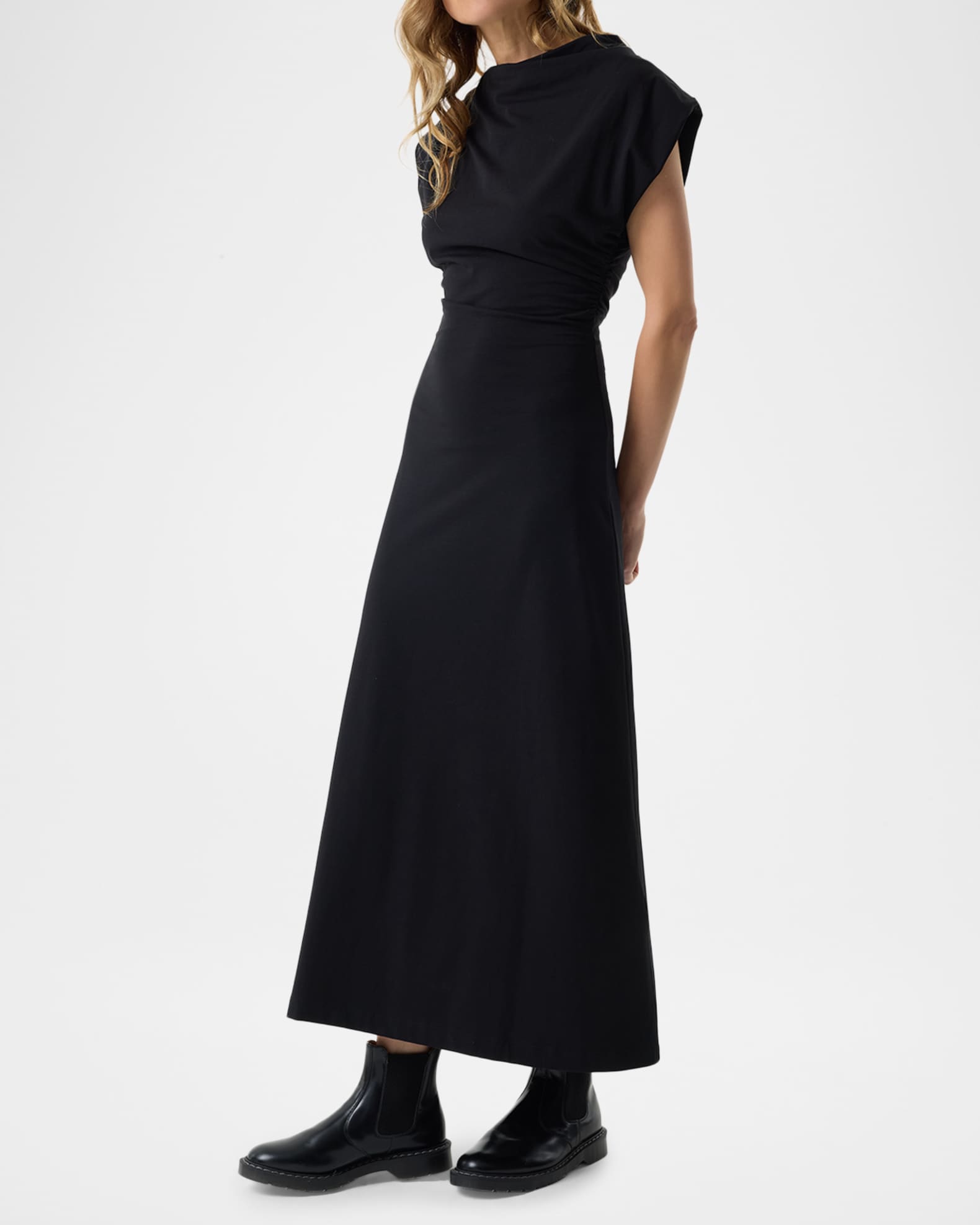 Akyn Studio Lola Asymmetric Fitted Maxi Dress | Neiman Marcus
