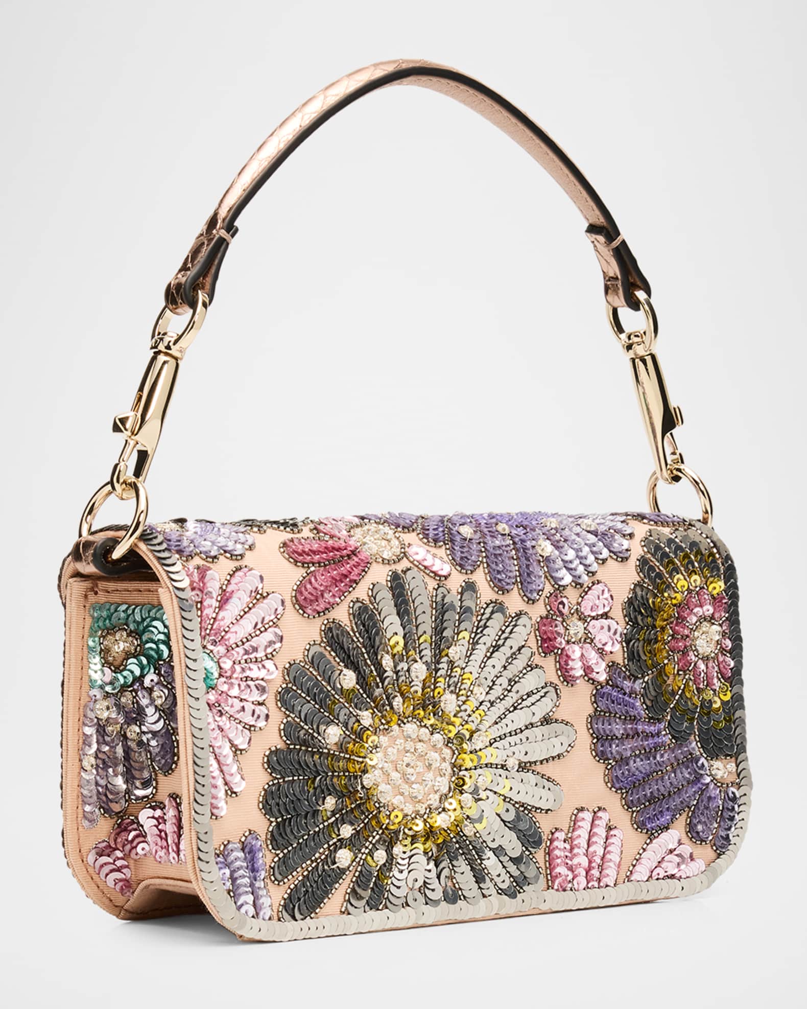 Valentino Garavani Small Crystal VLogo Sequin Burst Shoulder Bag