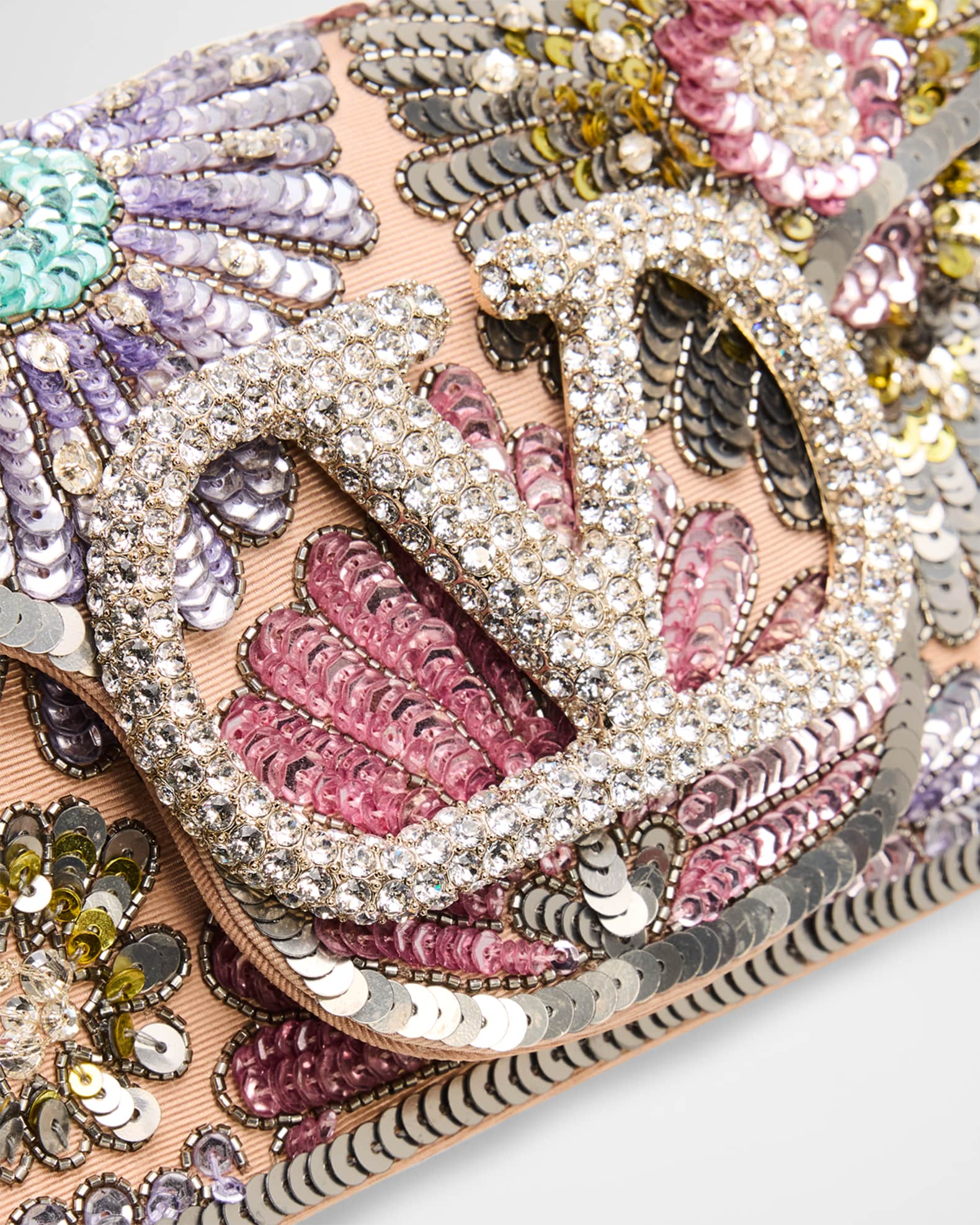 Valentino Garavani Small Crystal VLogo Sequin Burst Shoulder Bag