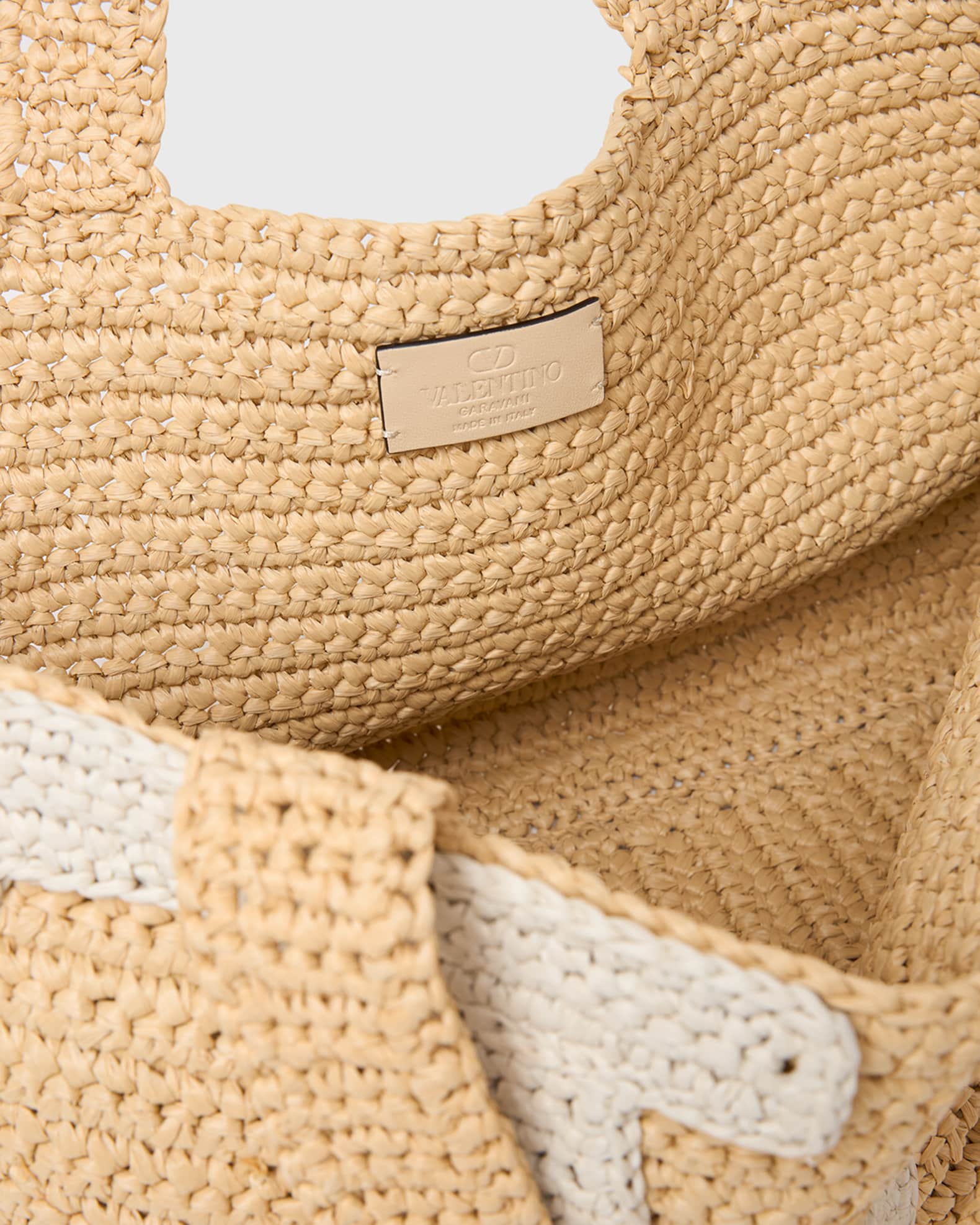 Valentino Garavani Large Crochet Viscose Raffia Tote Bag | Neiman