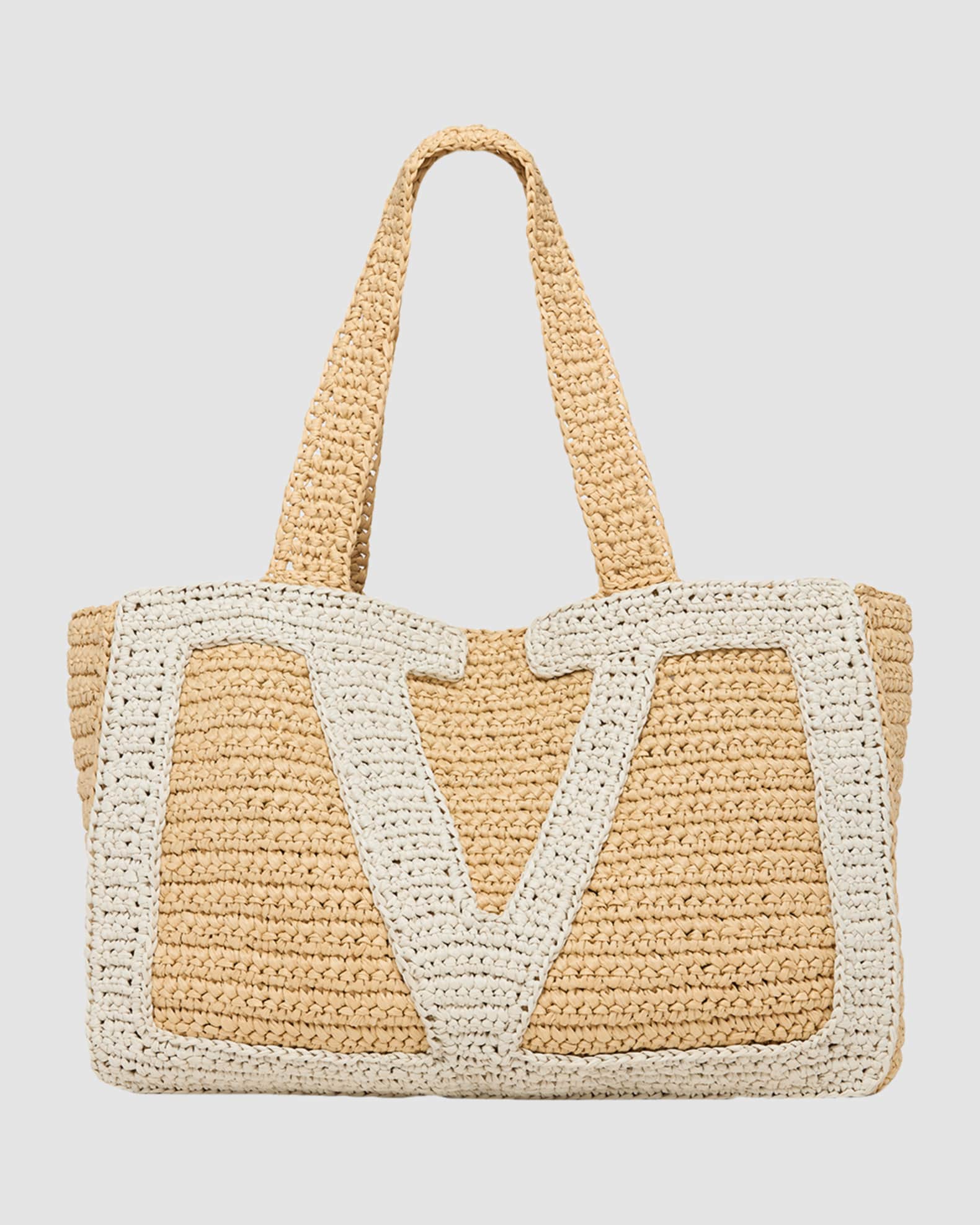 Valentino Garavani Large Crochet Viscose Raffia Tote Bag | Neiman
