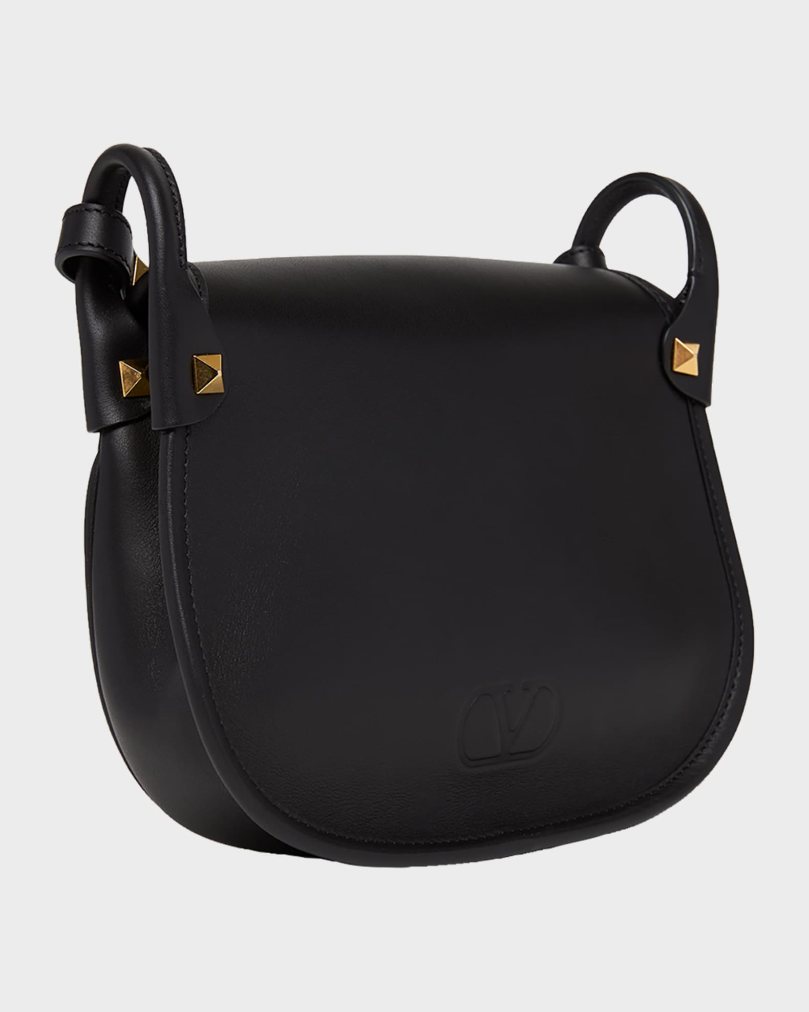 Valentino Garavani Small Rockstud Leather Saddle Crossbody Bag
