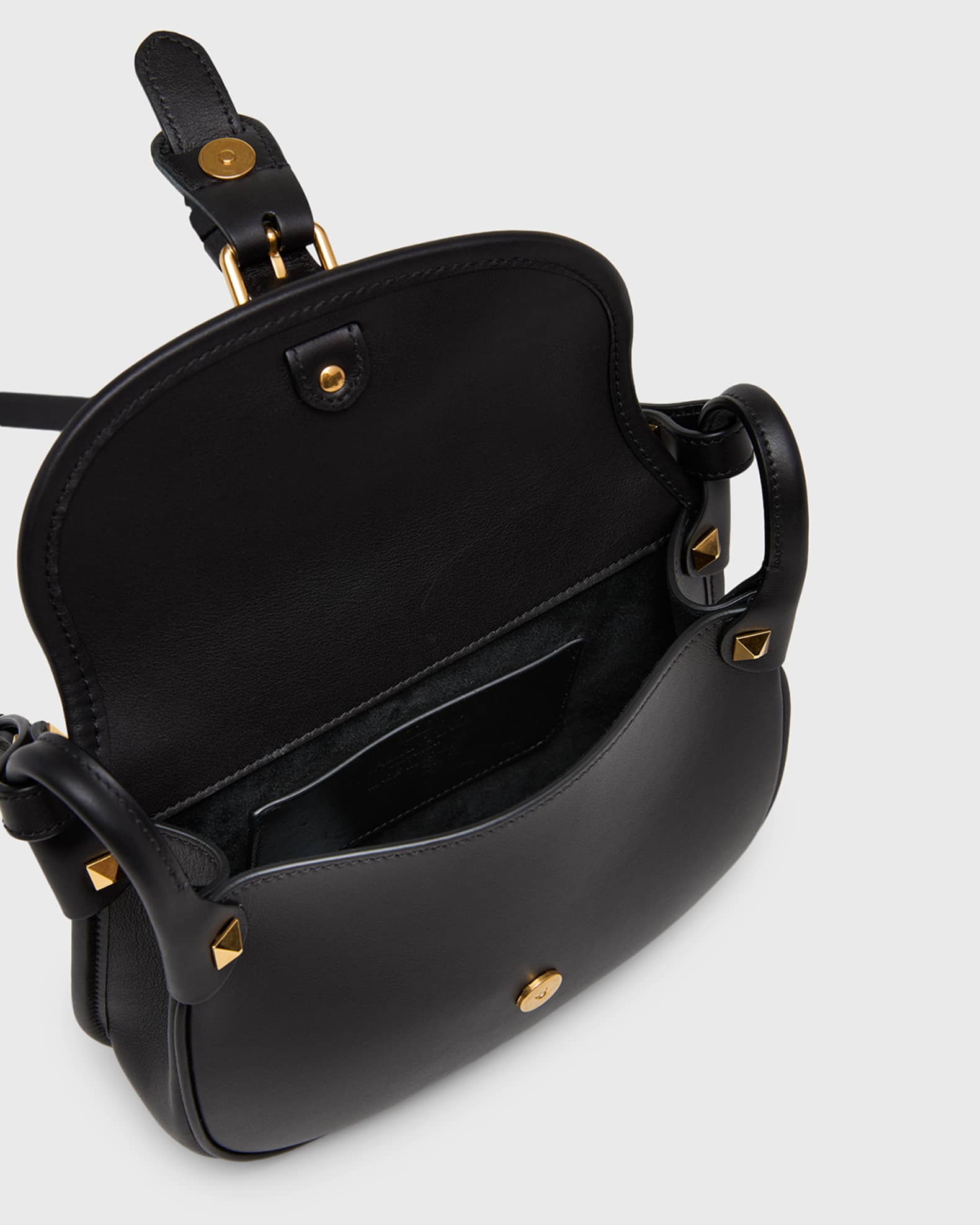 Valentino Garavani Small Rockstud Leather Saddle Crossbody Bag
