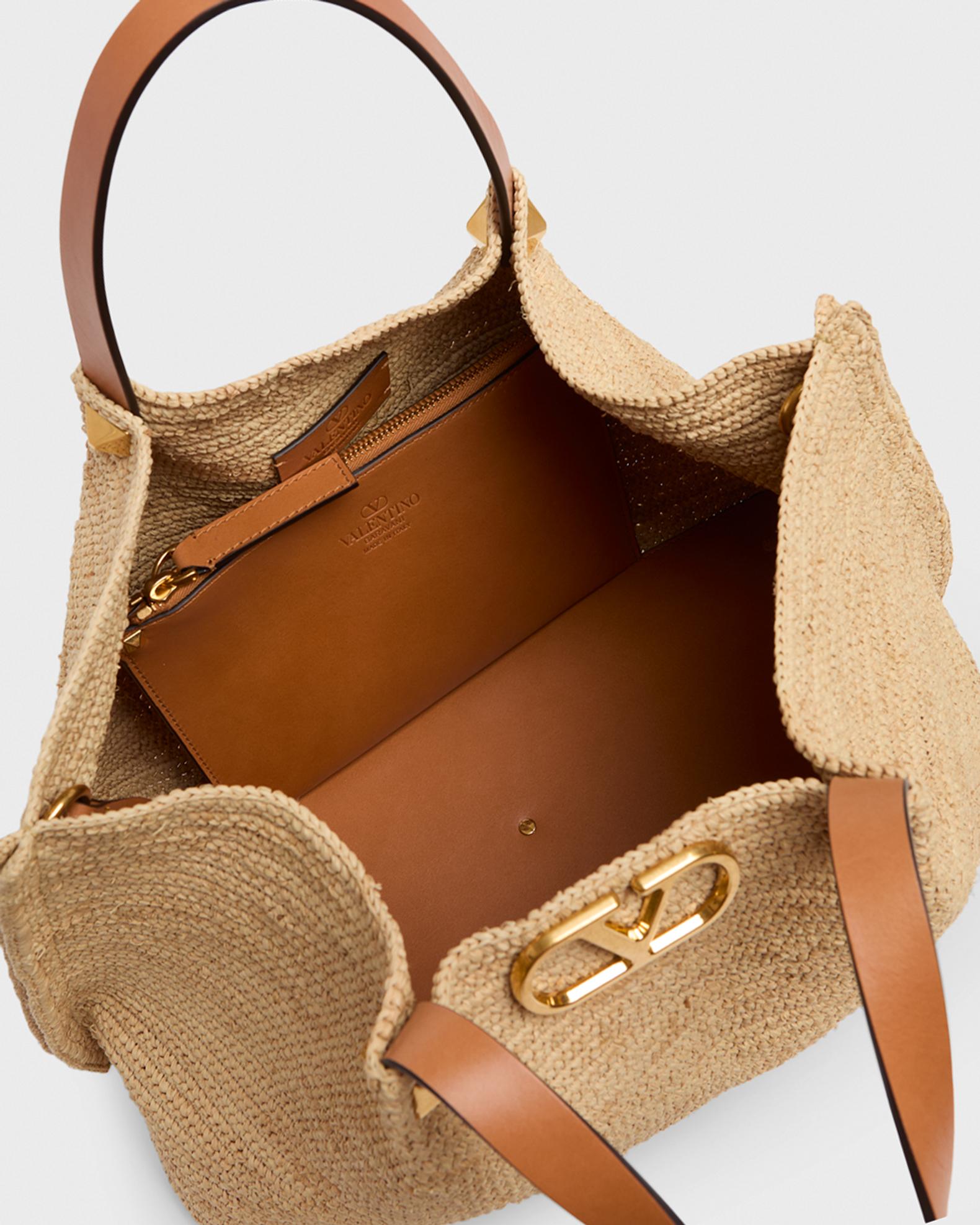 Valentino Garavani Medium Viscose Raffia Rockstud Tote Bag