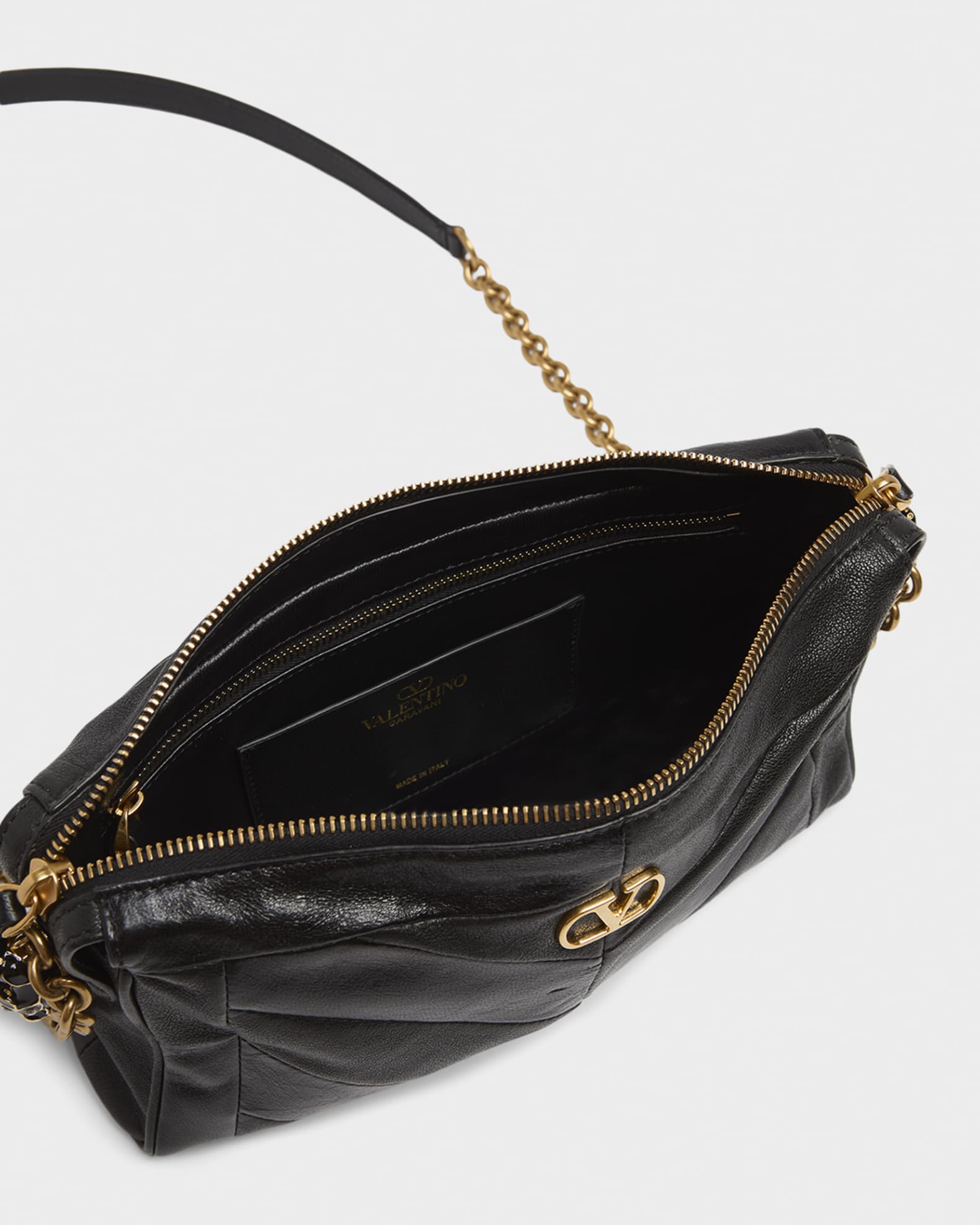 Valentino Garavani Small Chevron Patchwork Leather Shoulder Bag