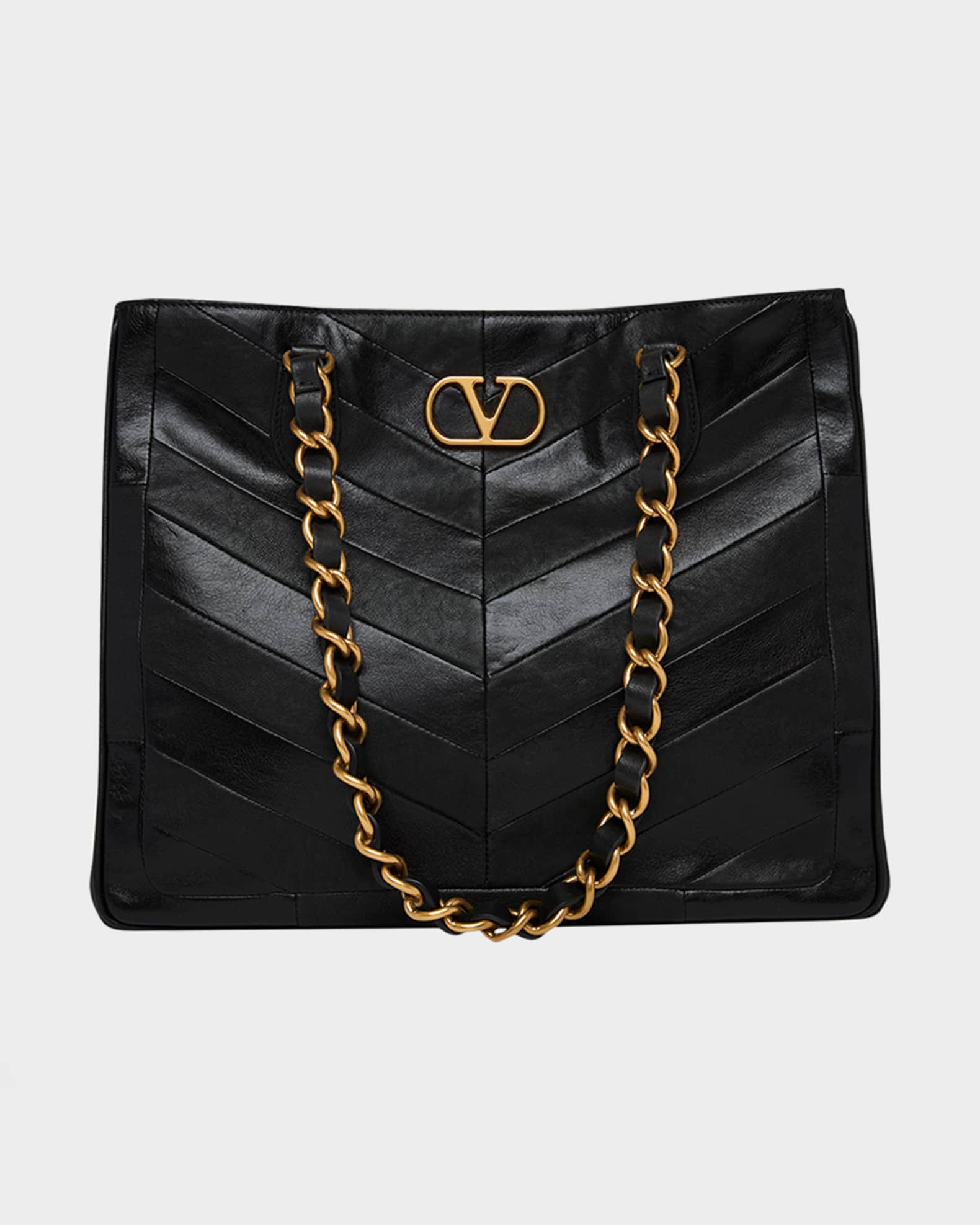 Valentino Garavani Chevron Patchwork Nappa Leather Tote Bag