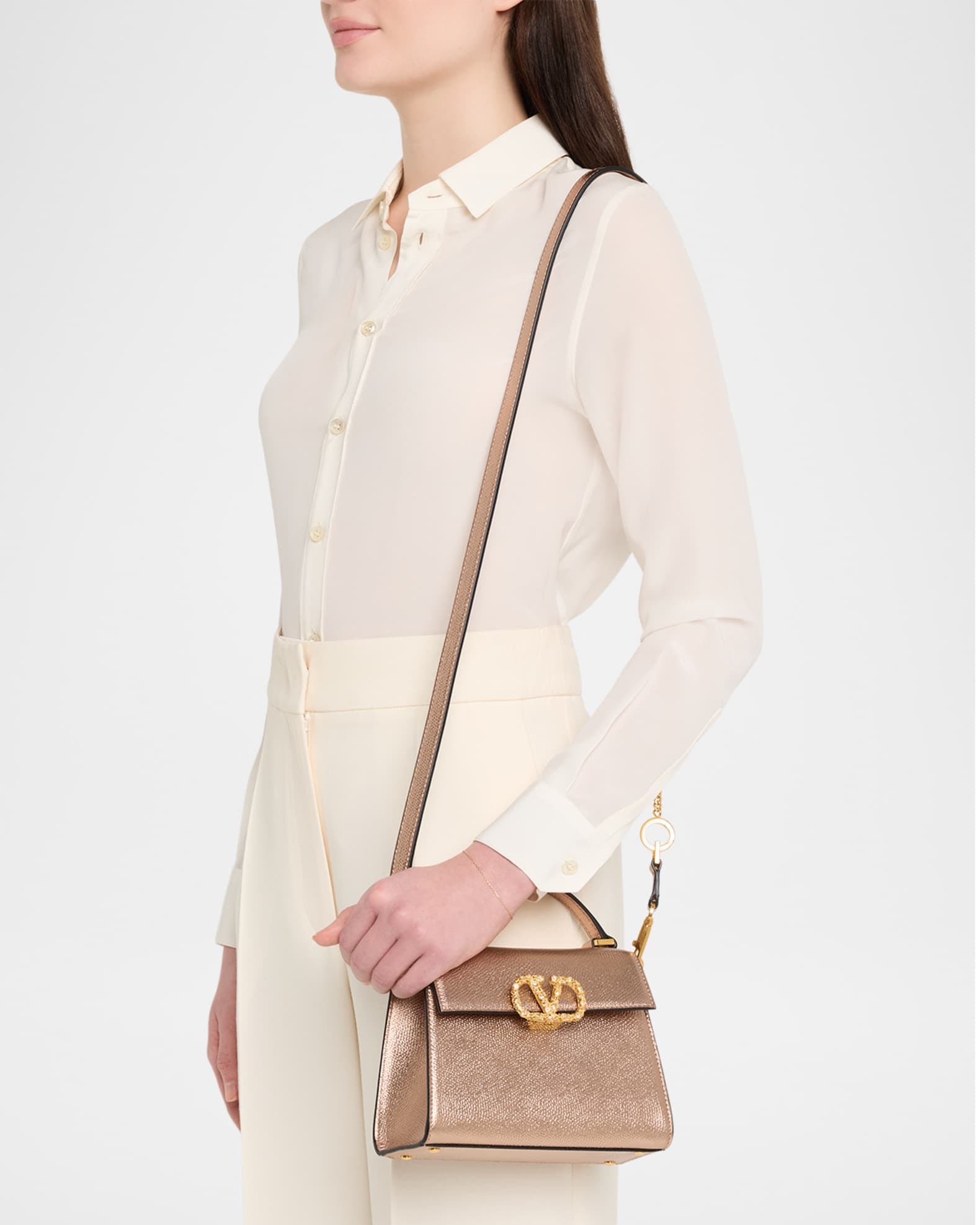 Valentino Garavani VSLING Mini Laminated Leather Top-Handle Bag