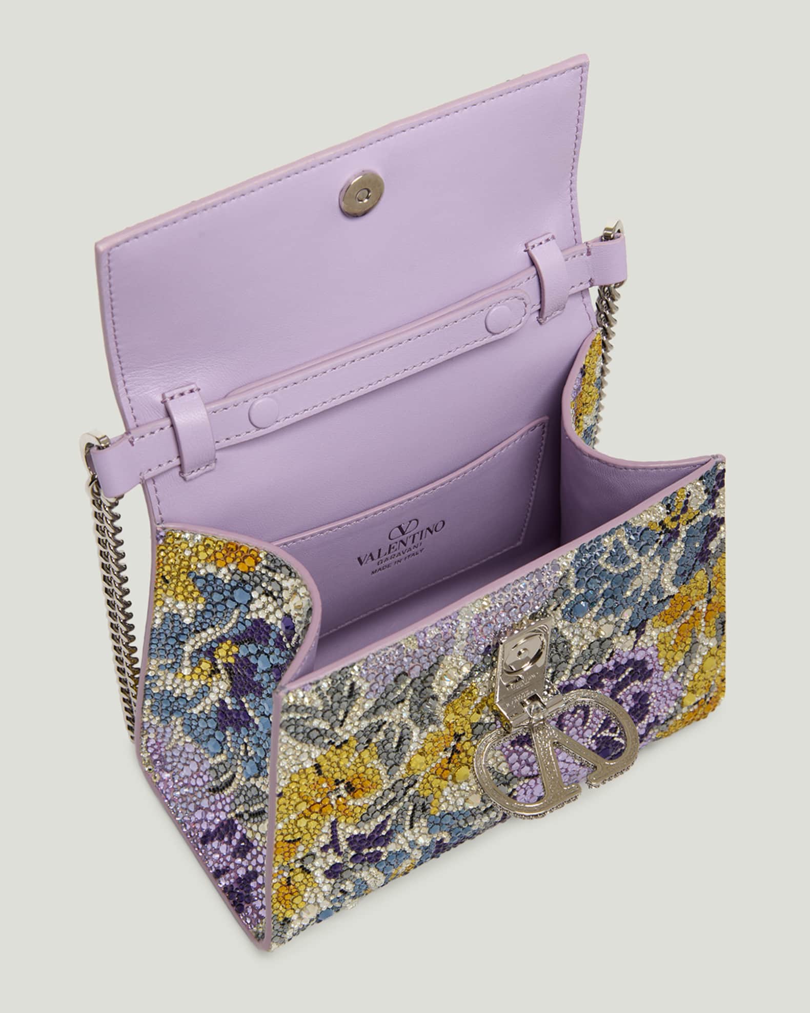 Valentino Garavani VSLING Mini Floral Rhinestone Top-Handle Bag