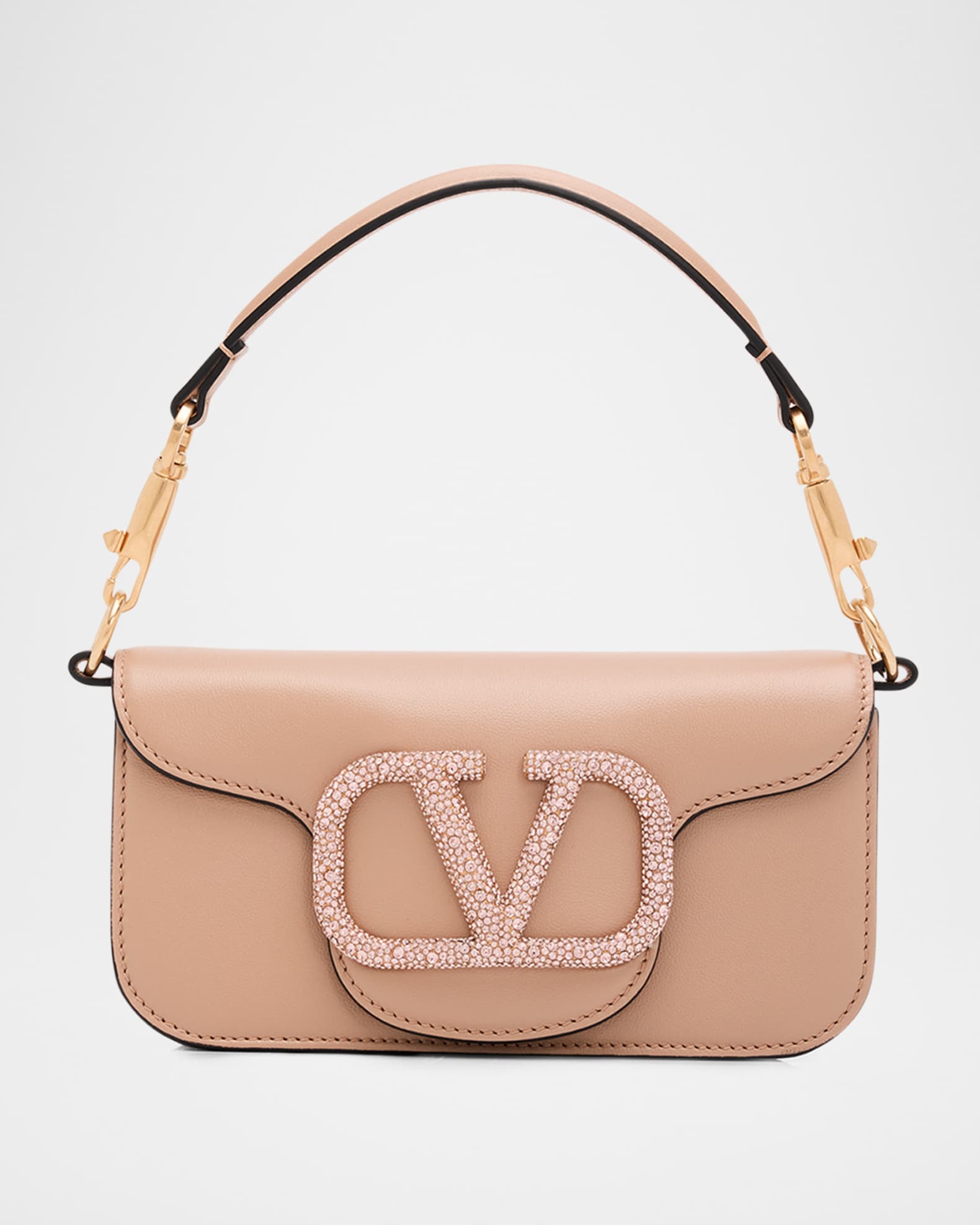 Valentino Garavani Loco Small Leather Top-Handle Bag with Jewel