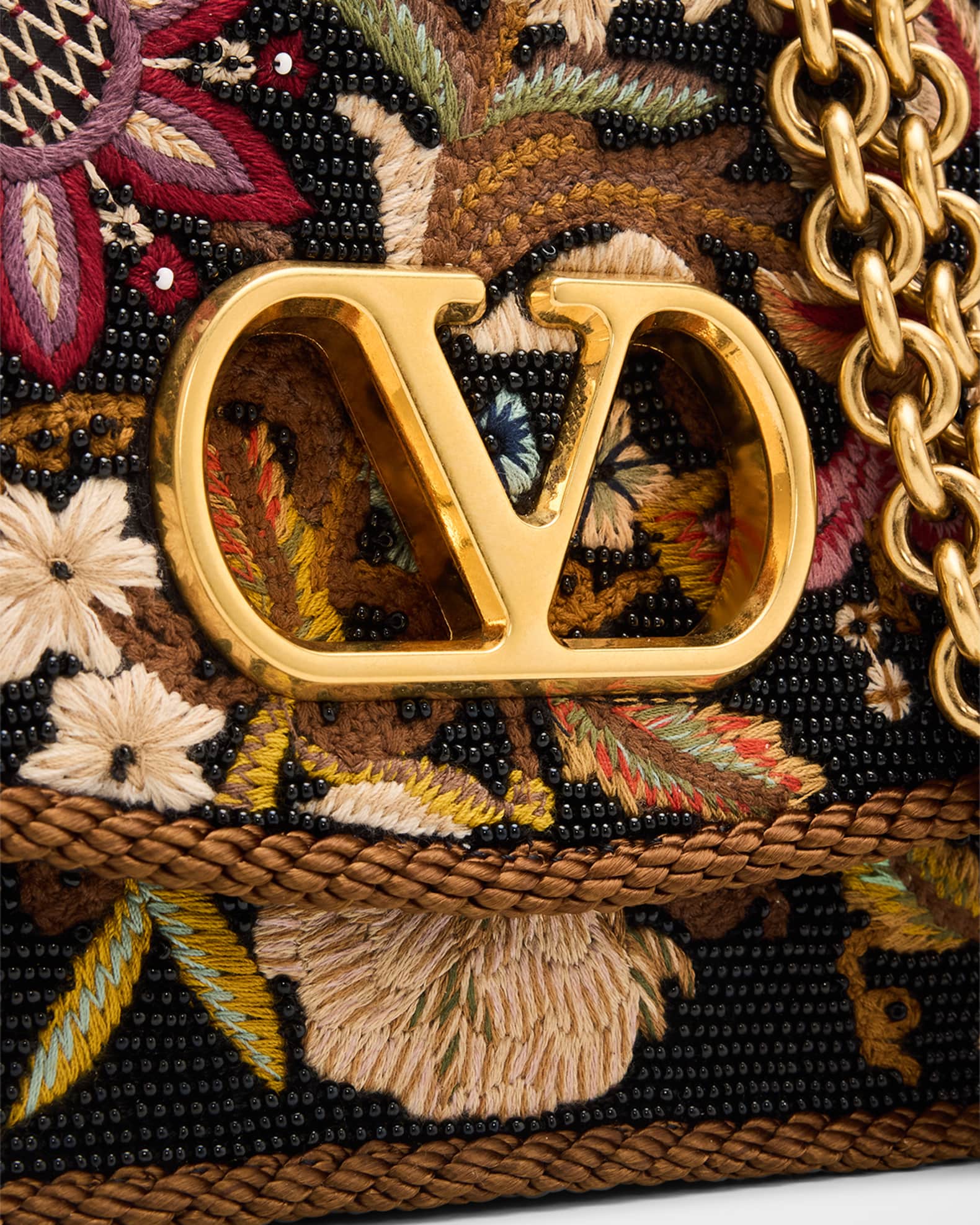 Valentino Garavani Beaded Floral-Embroidered Shoulder Strap