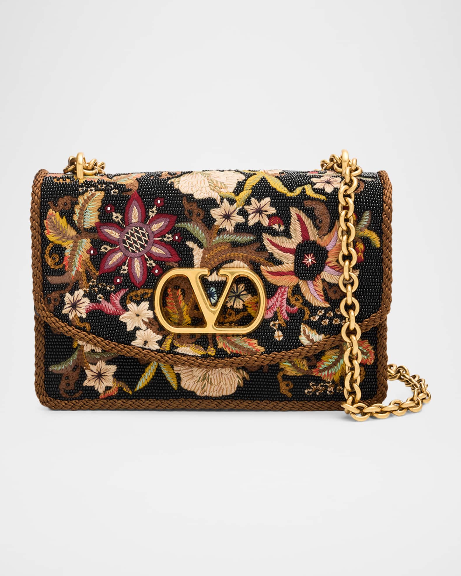 VALENTINO GARAVANI ビーズバッグ 2点セット 花柄 Valentino Garavani Beaded Floral-Embroidered Shoulder Strap