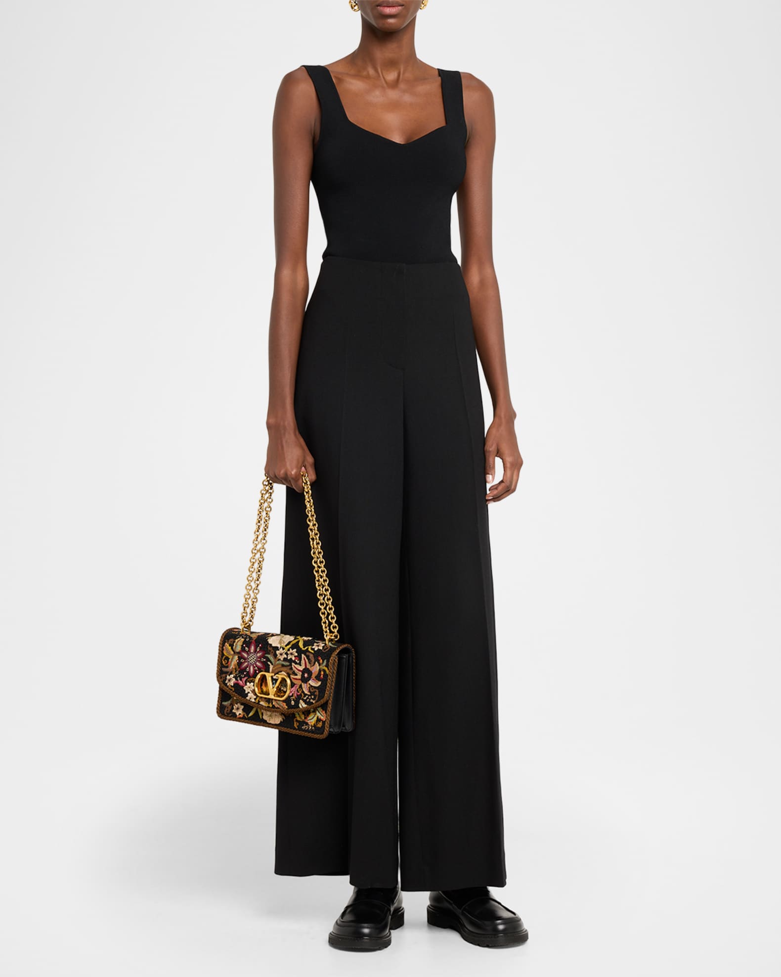 Valentino Garavani Beaded Floral-Embroidered Shoulder Strap