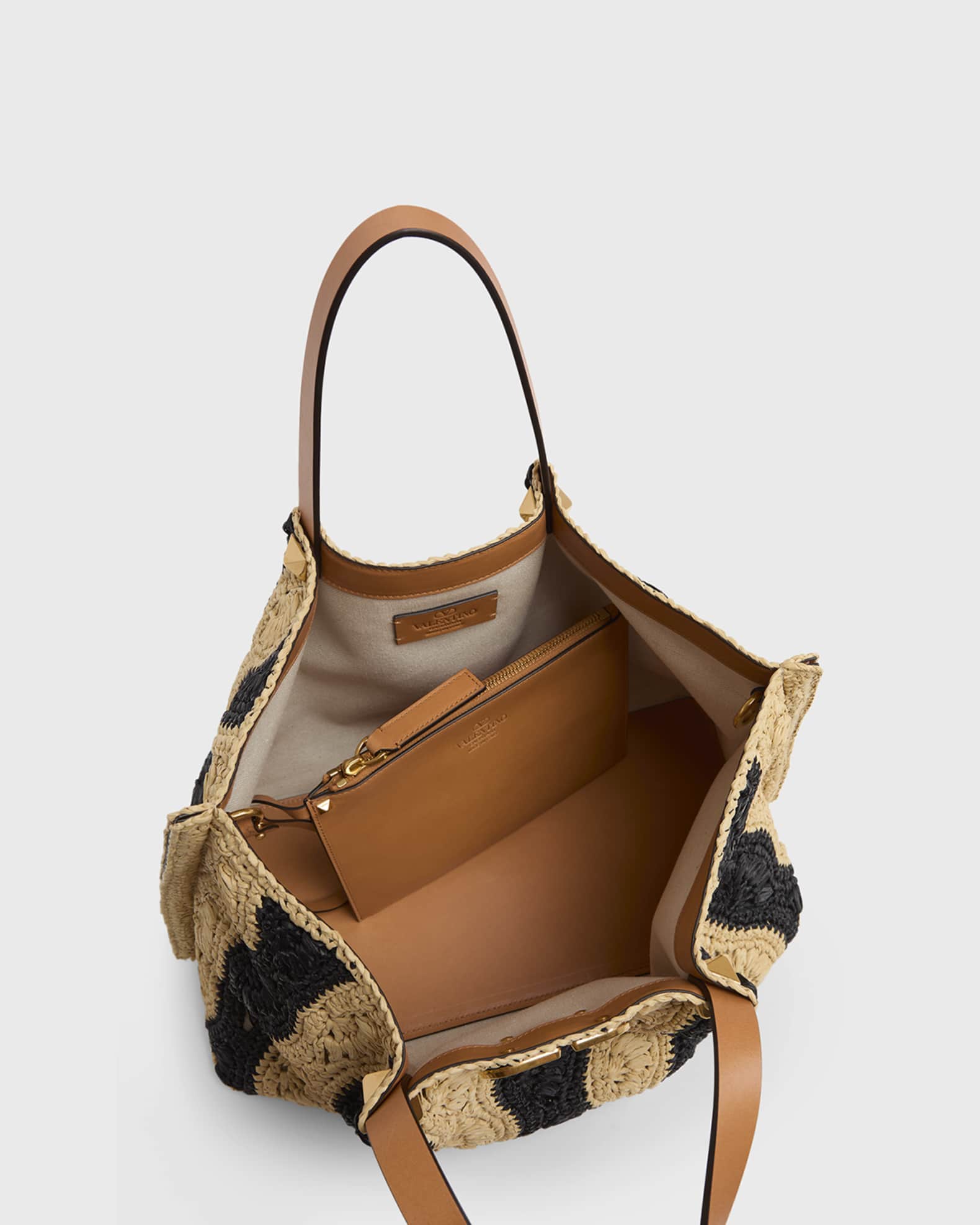 Valentino Garavani Medium Wavy Striped Viscose Raffia Tote Bag