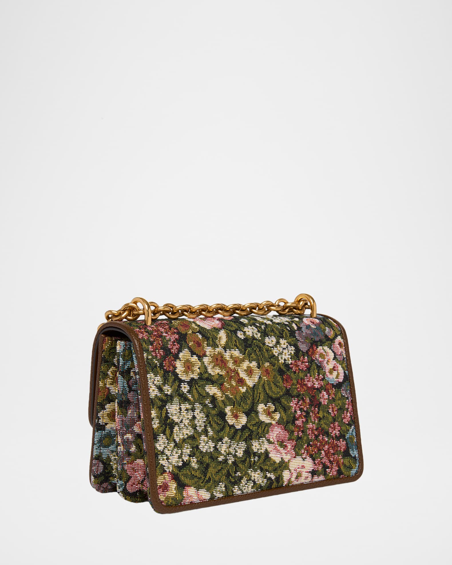 Valentino Garavani Small Floral Woven Leather-Trim Shoulder Bag