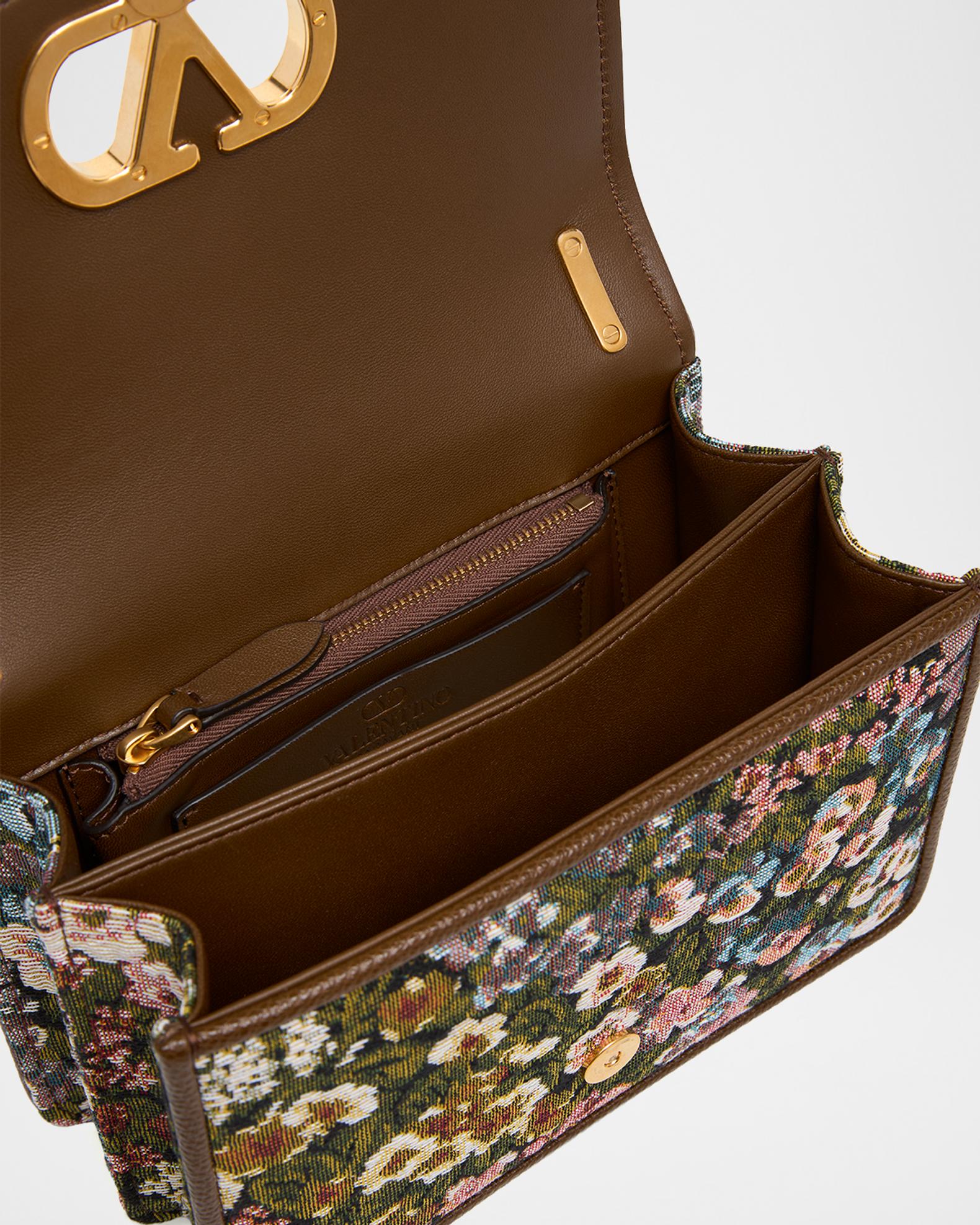 Valentino Garavani Small Floral Woven Leather-Trim Shoulder Bag