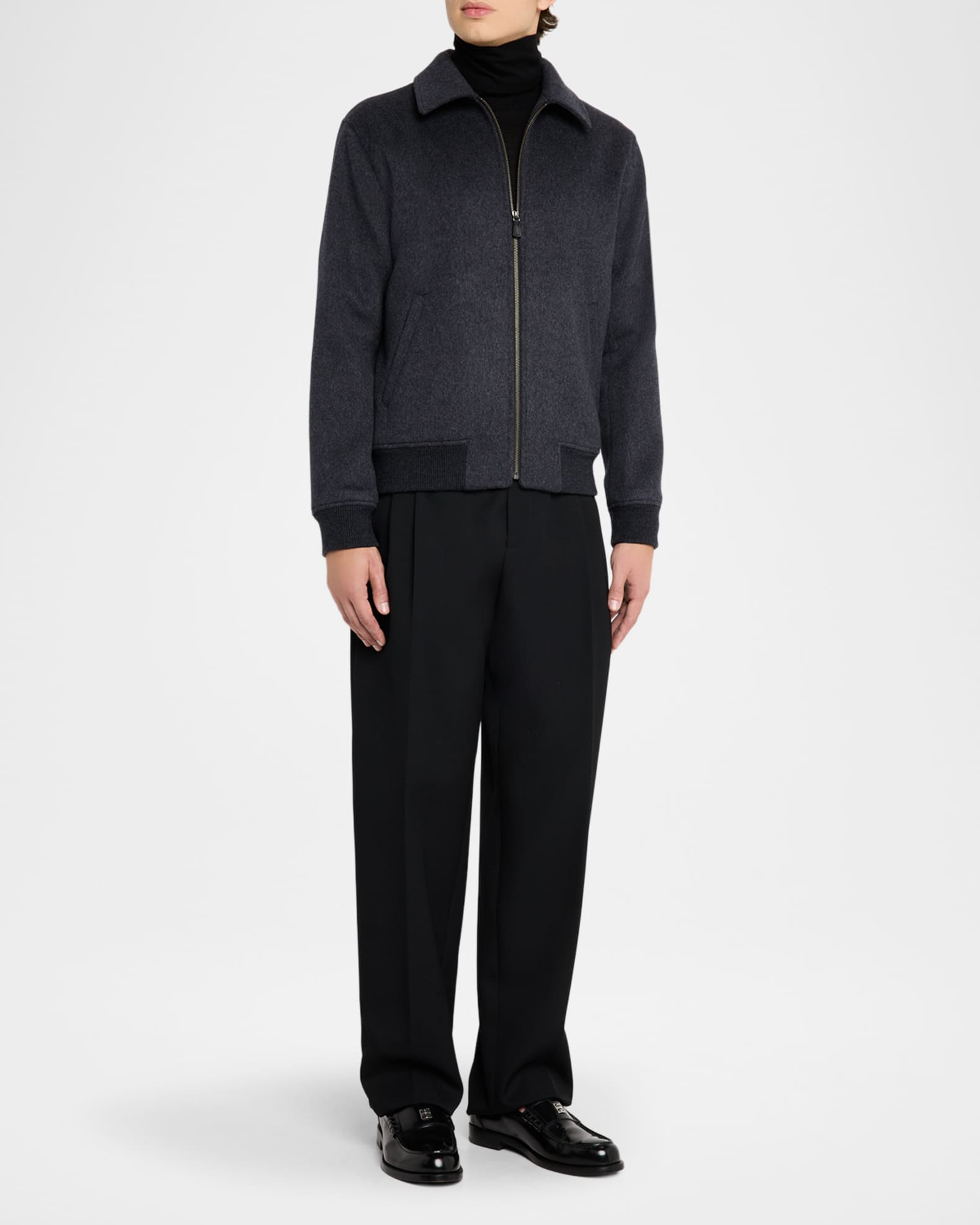 Neiman Marcus Men's Wool Full-Zip Jacket | Neiman Marcus