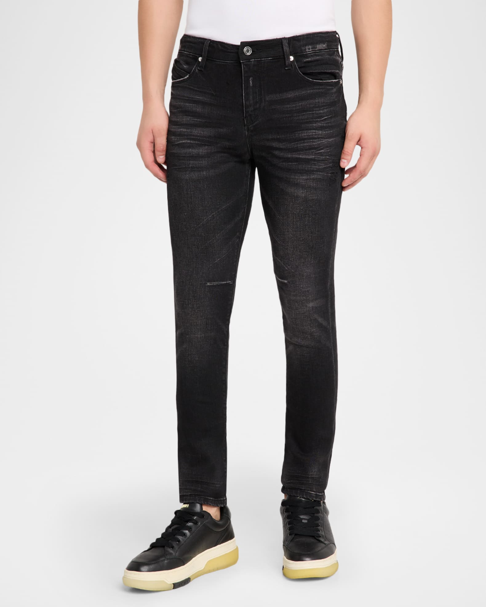 RTA Men's Clayton Skinny Jeans in Graphite Fade | Neiman Marcus
