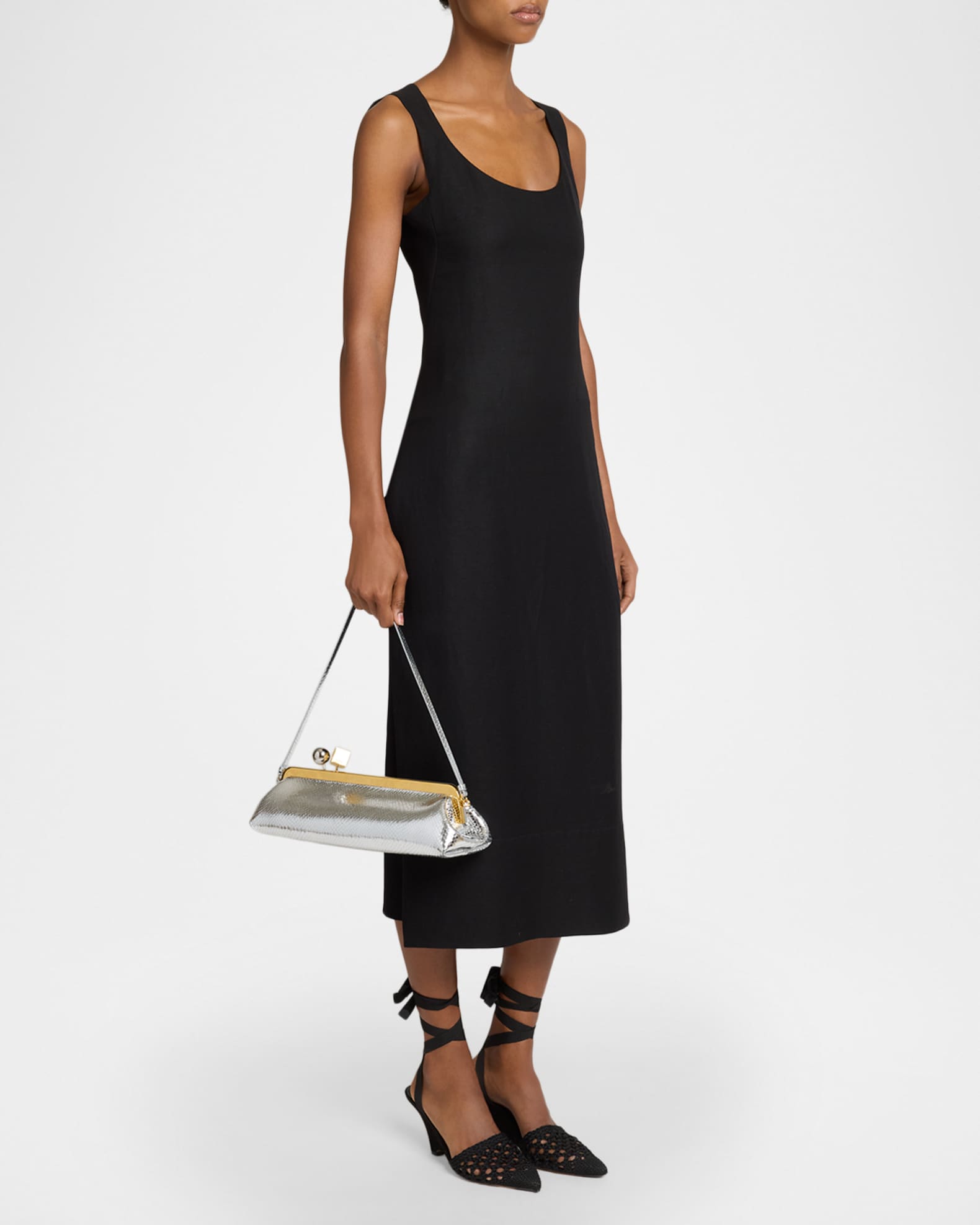 Jacquemus La Pochette Salon Snakeskin-Embossed Leather Clutch Bag