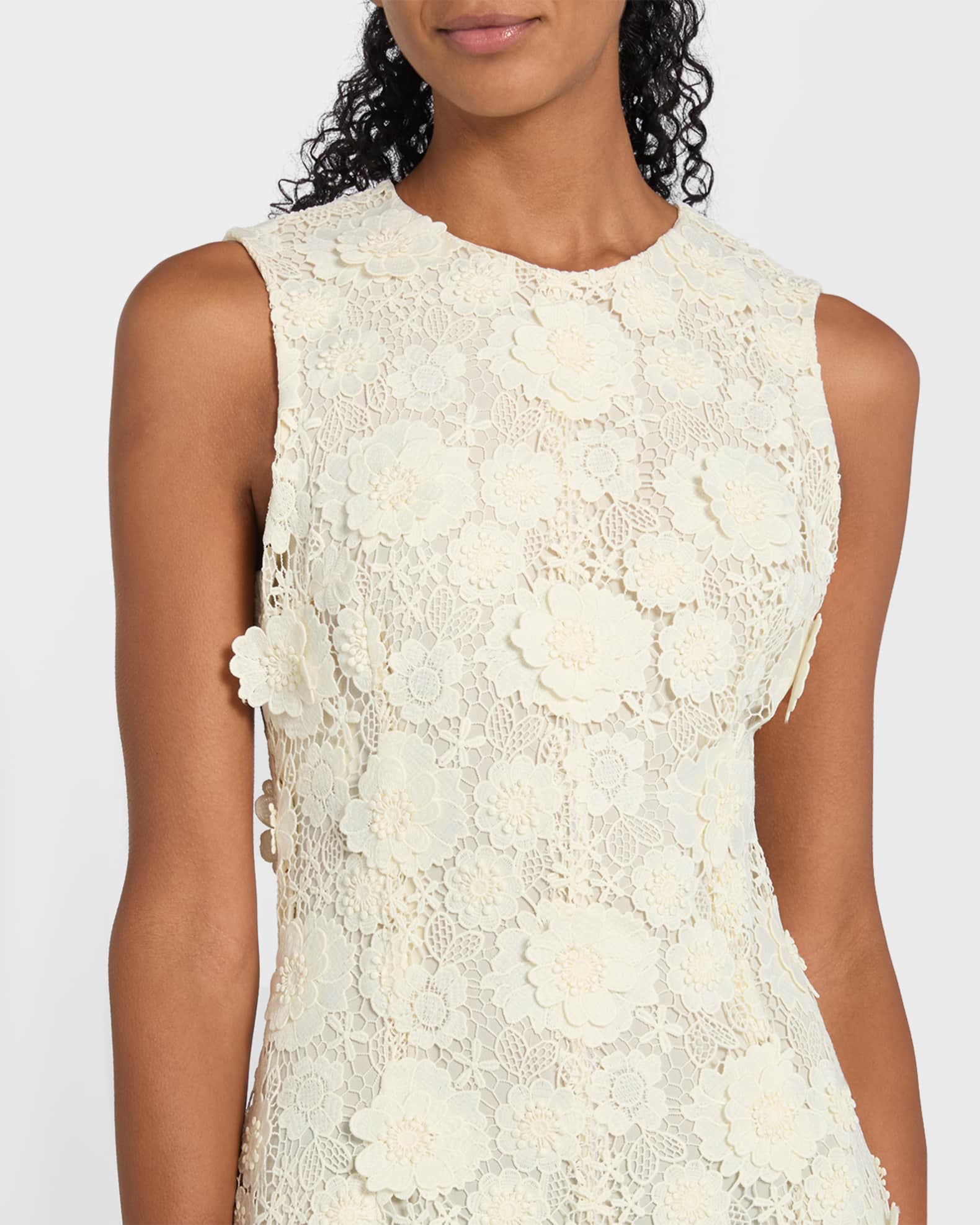 casual fall wedding guest dress Blue Guipure Lace Midi Dress – self-portrait-US main image 0