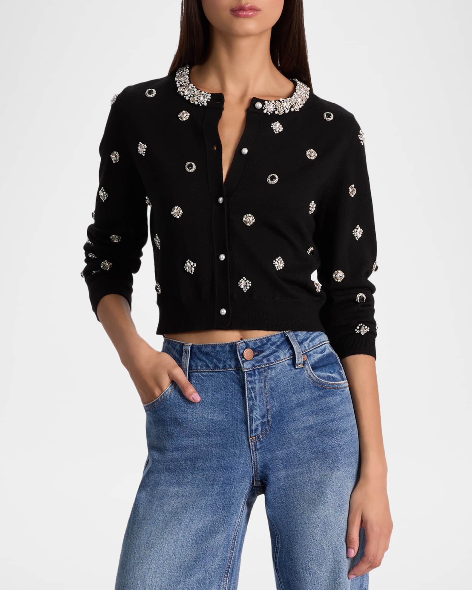 Alice + Olivia Dollie Embellished Cardigan | Neiman Marcus