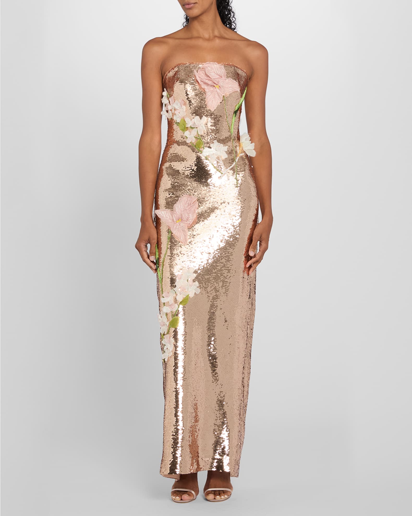 Monique Lhuillier Iris Strapless Sequined Column Gown | Neiman Marcus