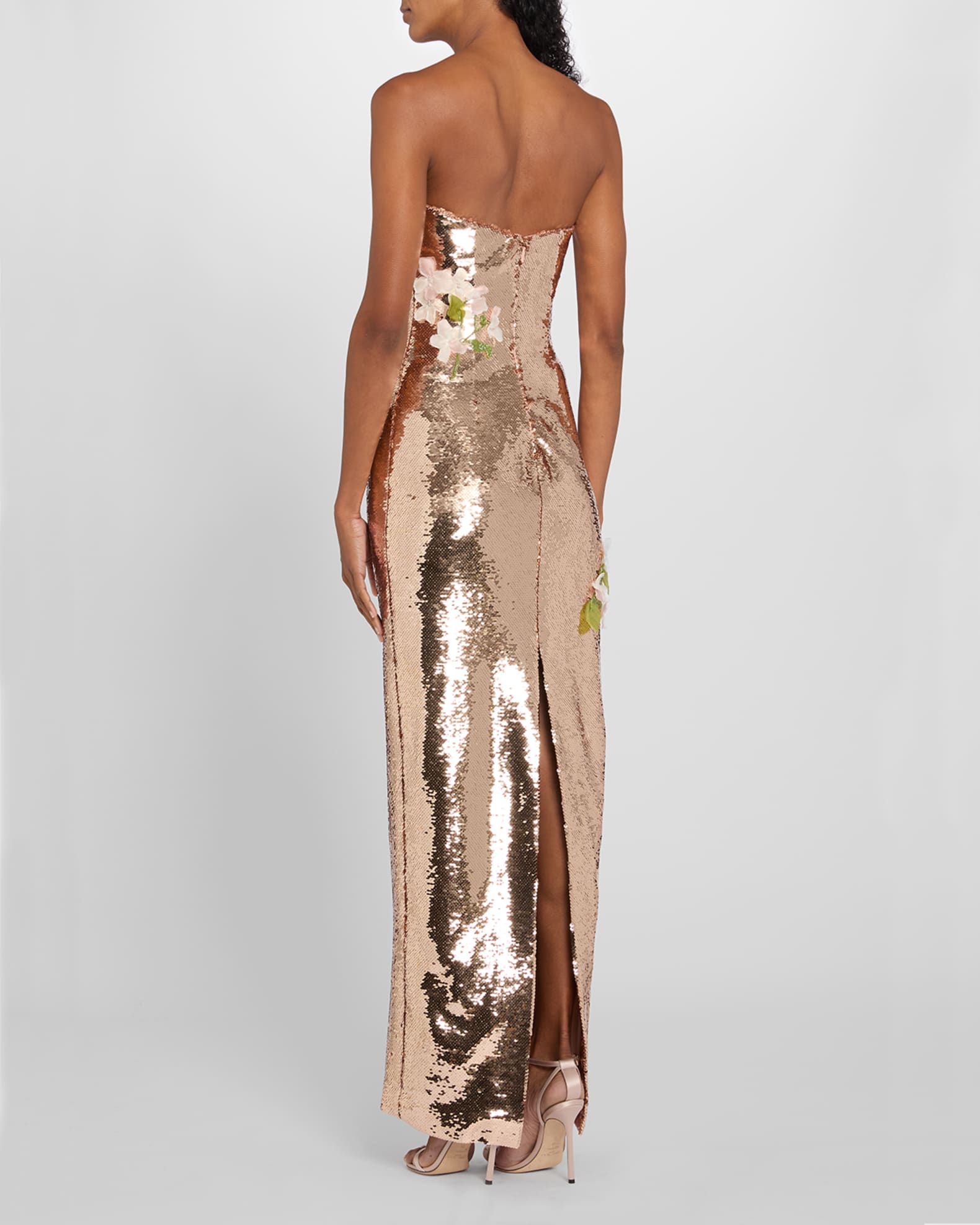 Monique Lhuillier Iris Strapless Sequined Column Gown | Neiman Marcus
