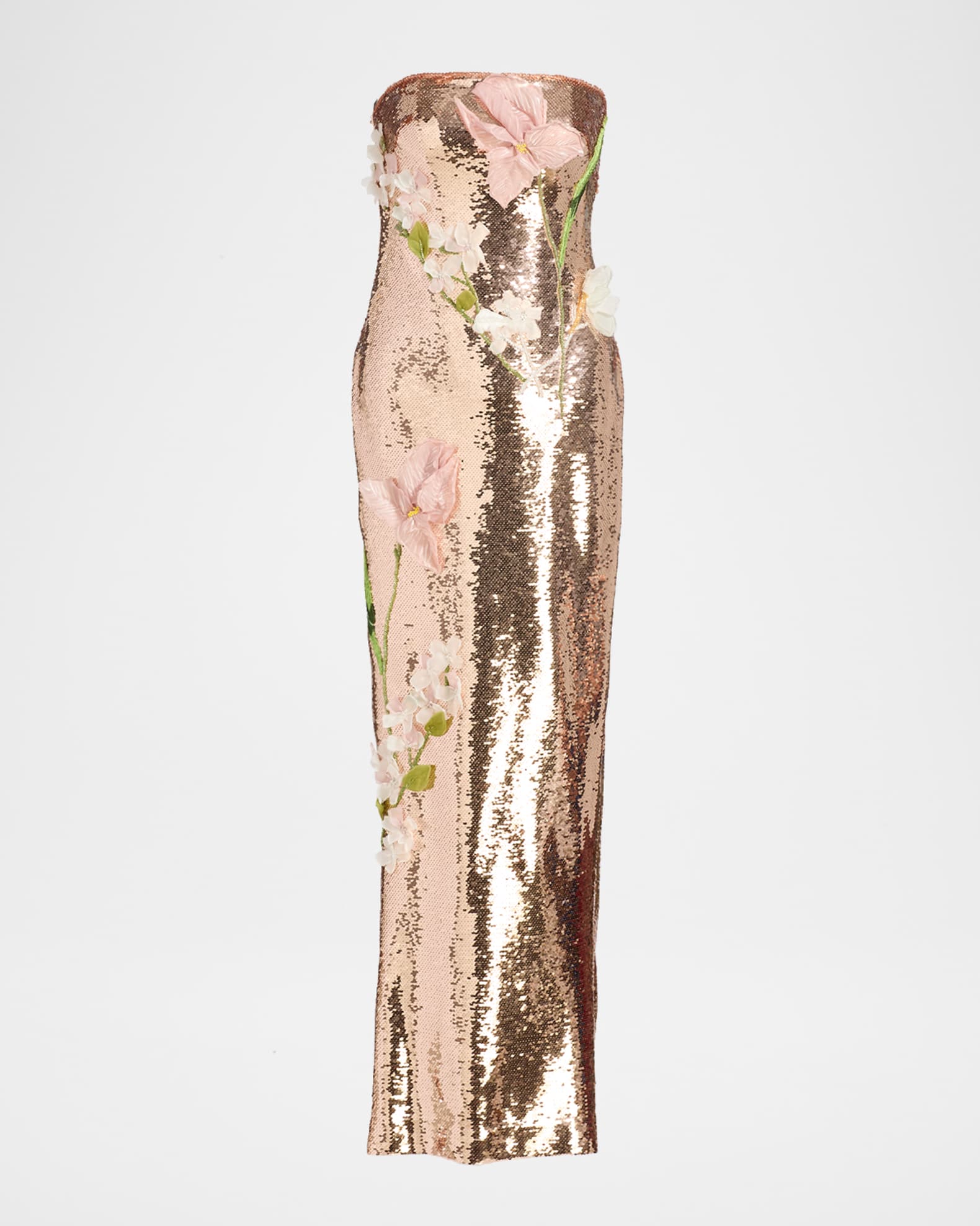 monique lhuillier gold dress Floral Column Gown main image 0