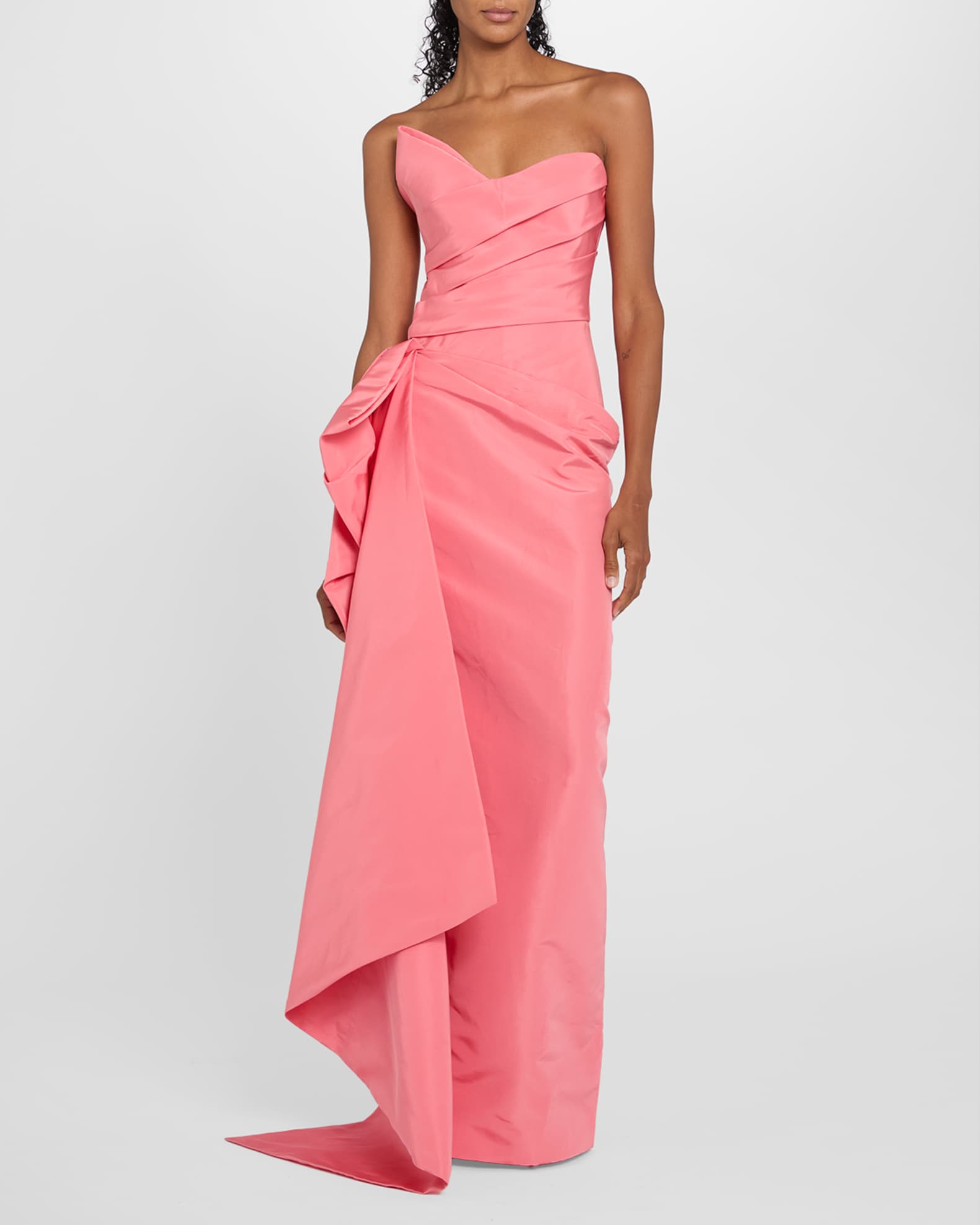 Monique Lhuillier Strapless Draped Silk Faille Gown | Neiman Marcus