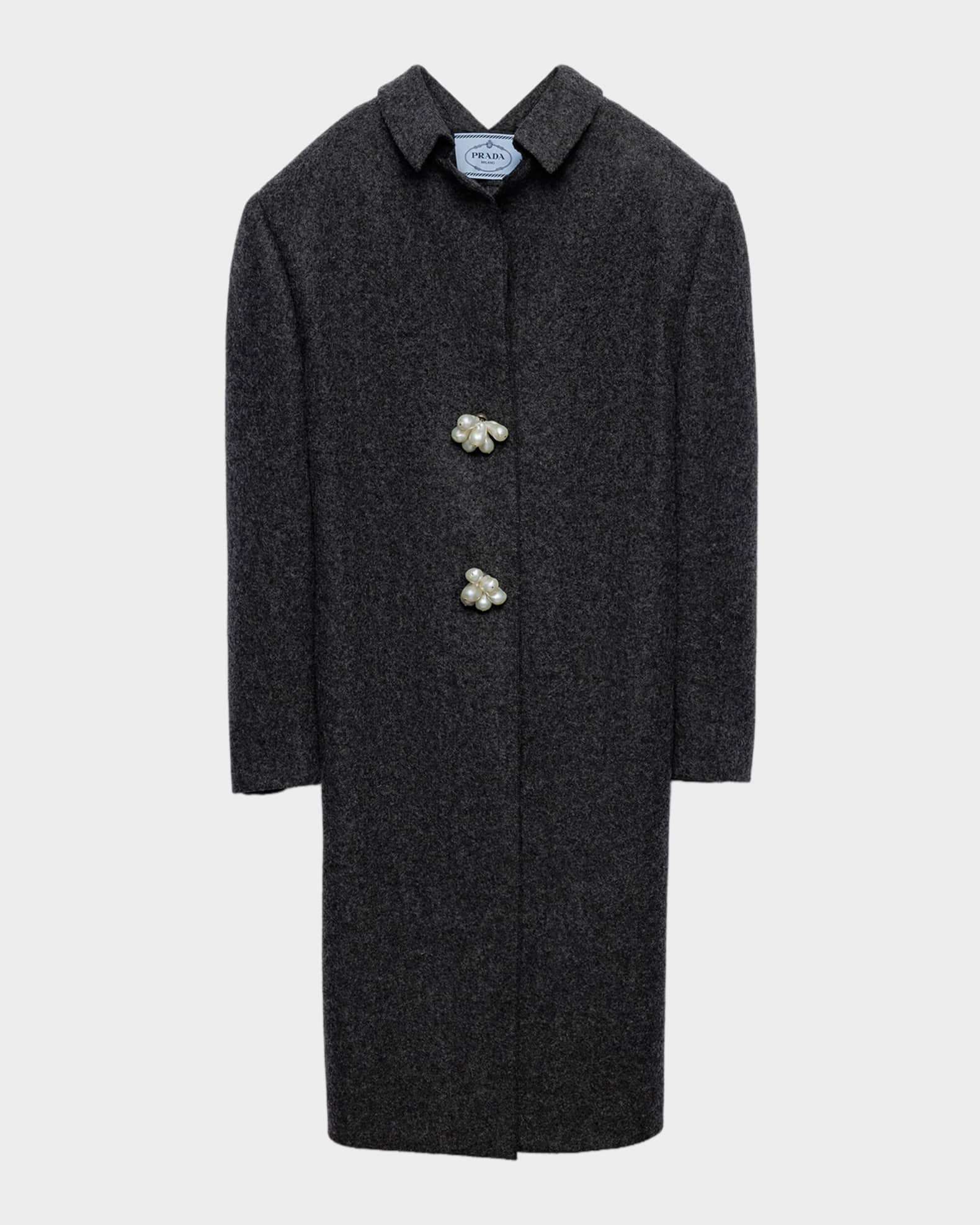 Prada Jewel-Button Shetland Wool Single-Breasted Coat | Neiman Marcus