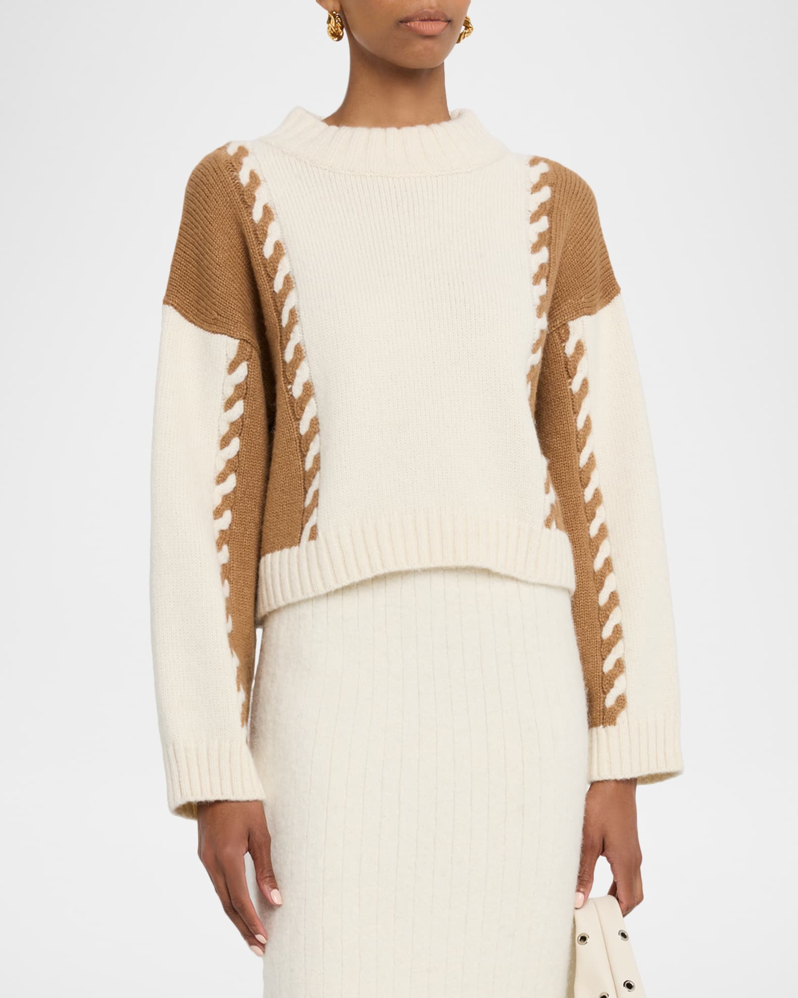 ELEVEN SIX Alexis Color-Blocked Alpaca-Blend Sweater | Neiman Marcus