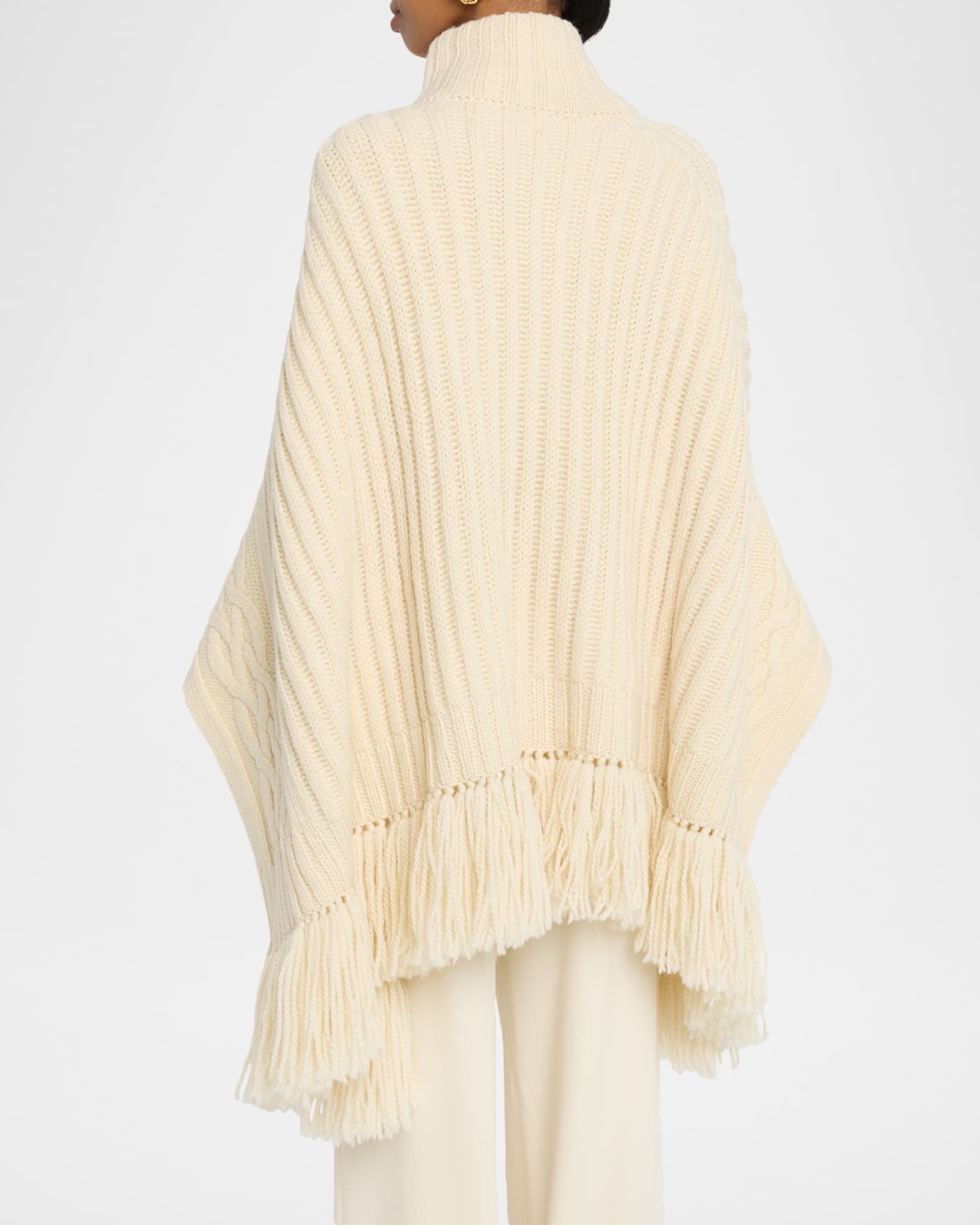 ELEVEN SIX Hanni Turtleneck Tassel Fringe Wool Poncho | Neiman Marcus