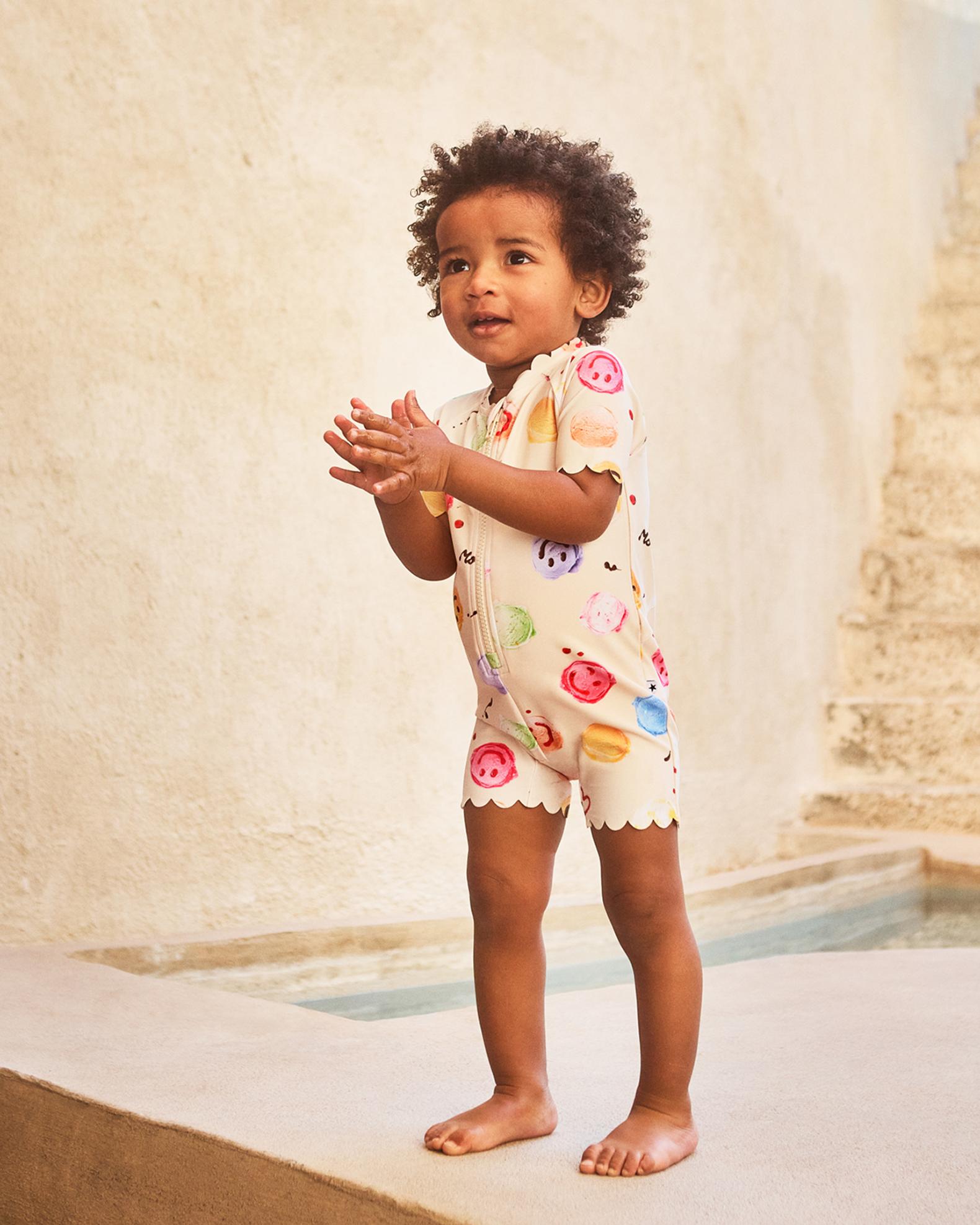Molo Girl's Nolu ShortSleeve OnePiece Swimsuit, Size 3M4 Neiman Marcus