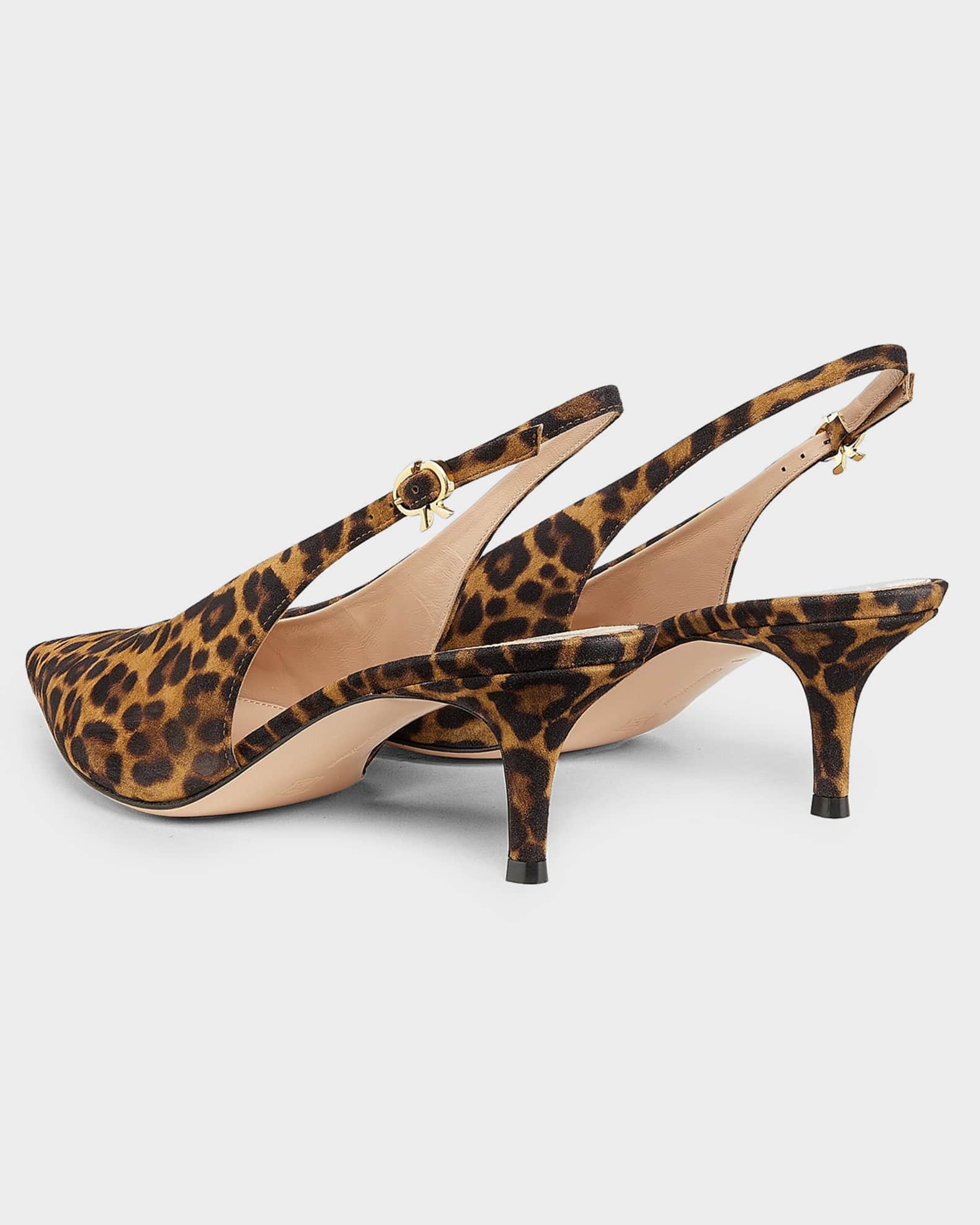 Gianvito Rossi 55mm Robbie Sling Leopard Print Kitten Heels
